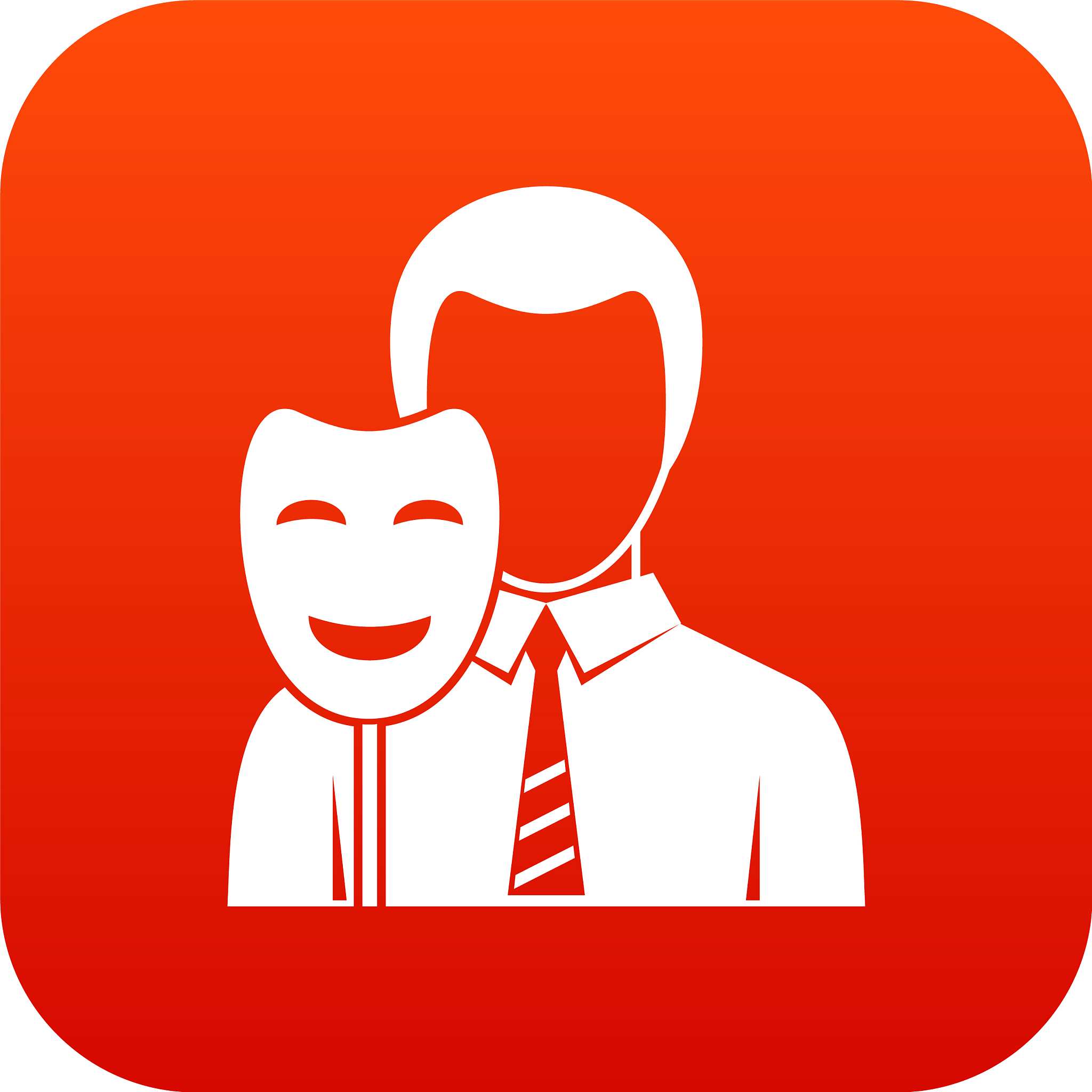 businessman holding smile mask icon digital red