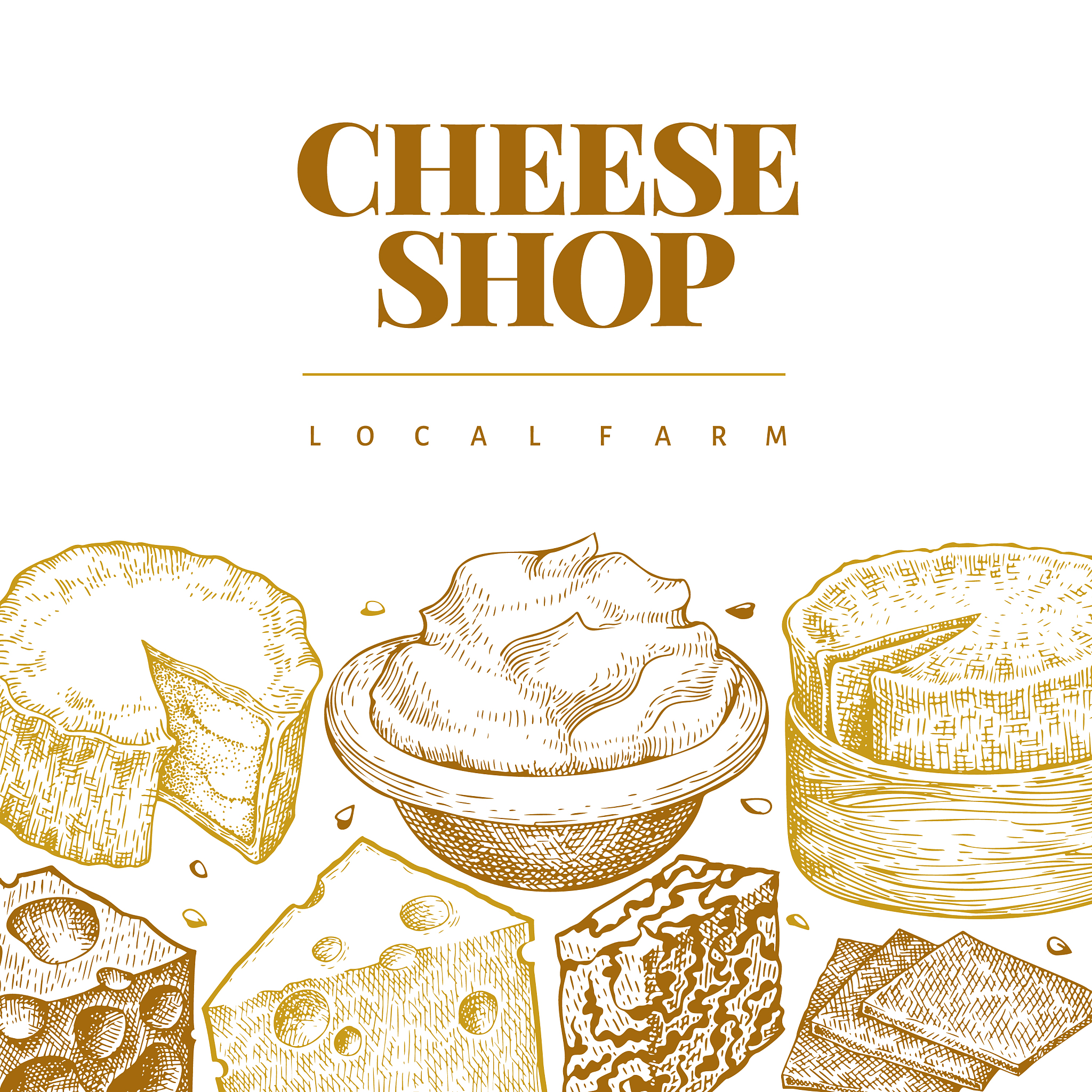 cheese design template hand drawn dairy engraved