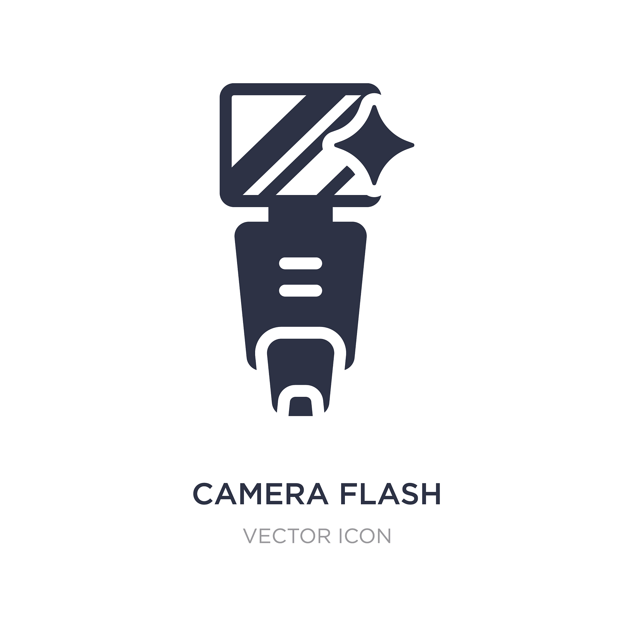 camera flash icon on white background simple