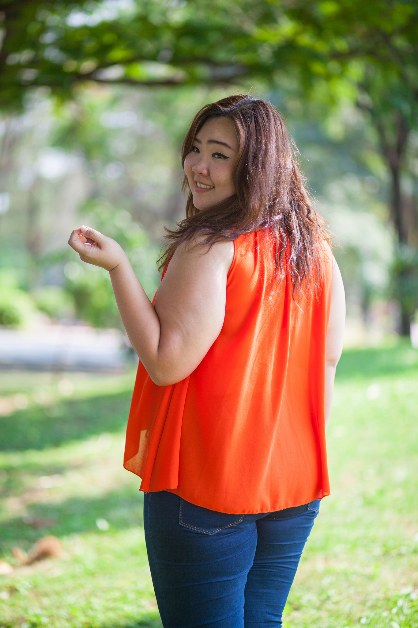 happy fatty woman