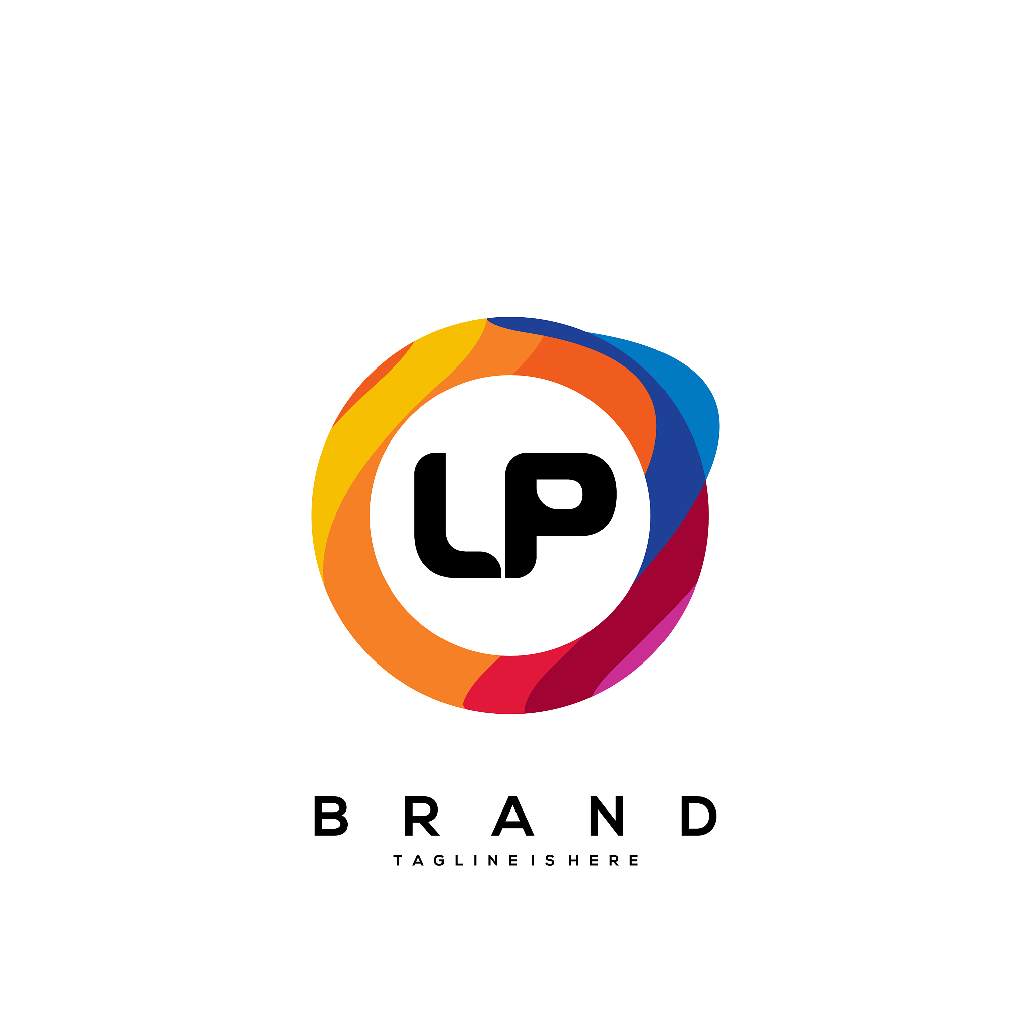 letter lp gradient color logo design