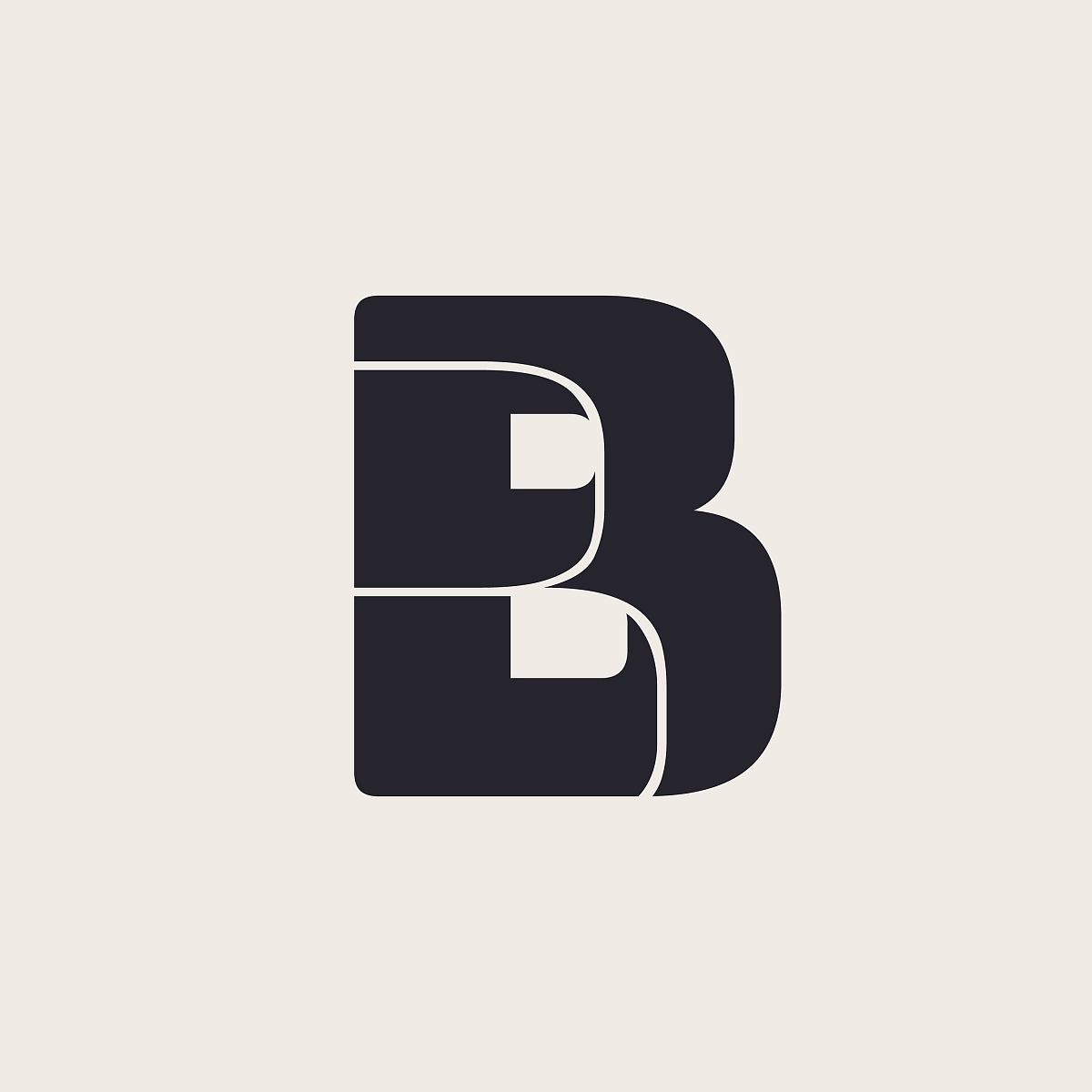bb字母组合,字母初始标志.大胆的字体.