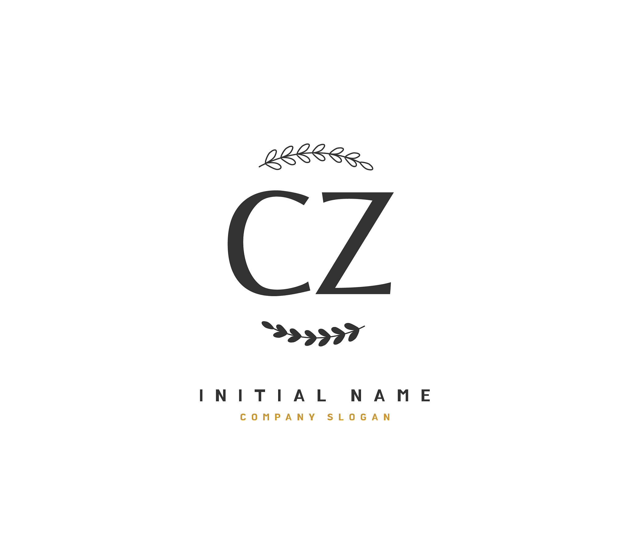 c z cz beauty initial logo handwriting logo of