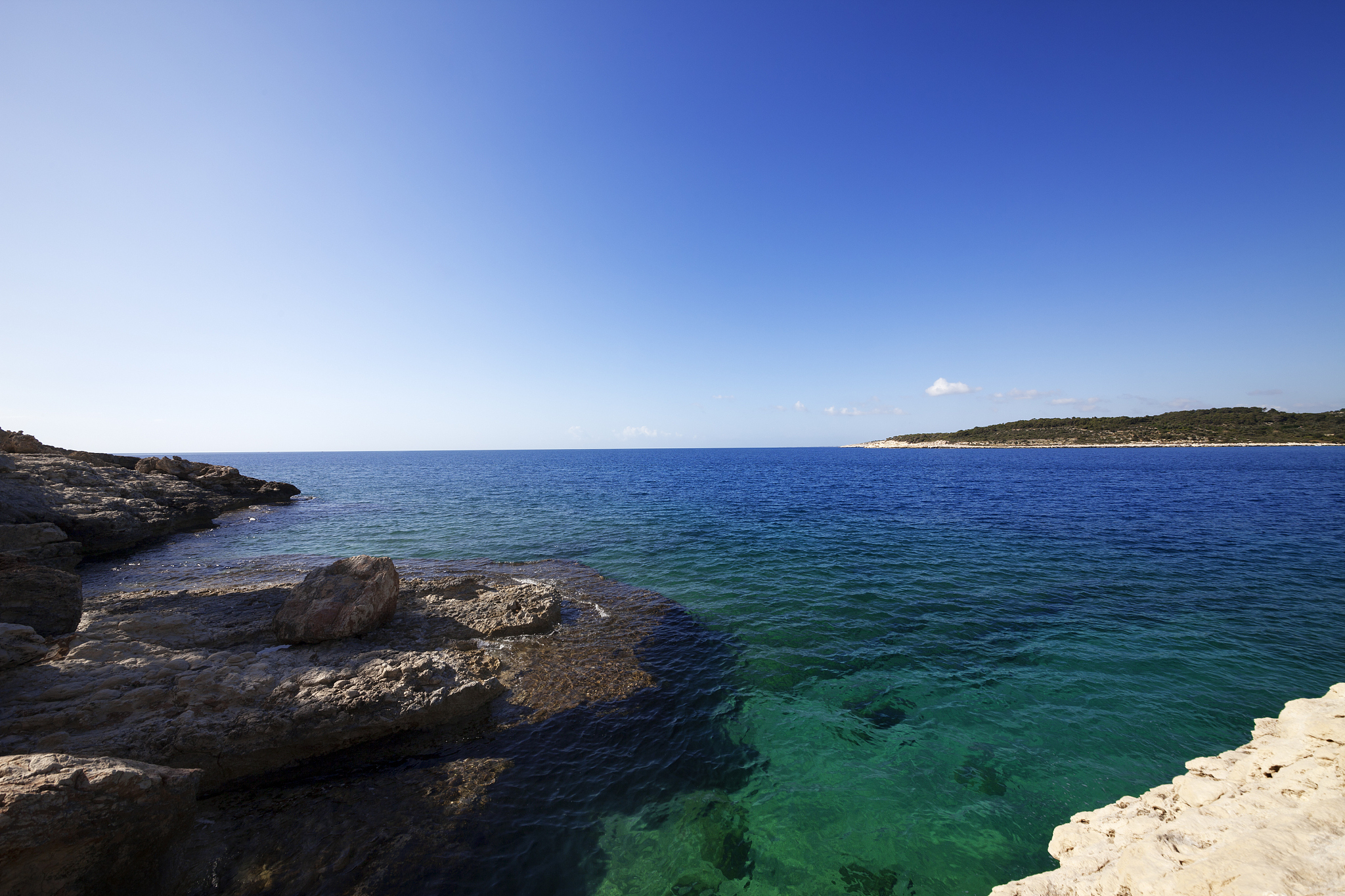 blue clear sea at sun morning