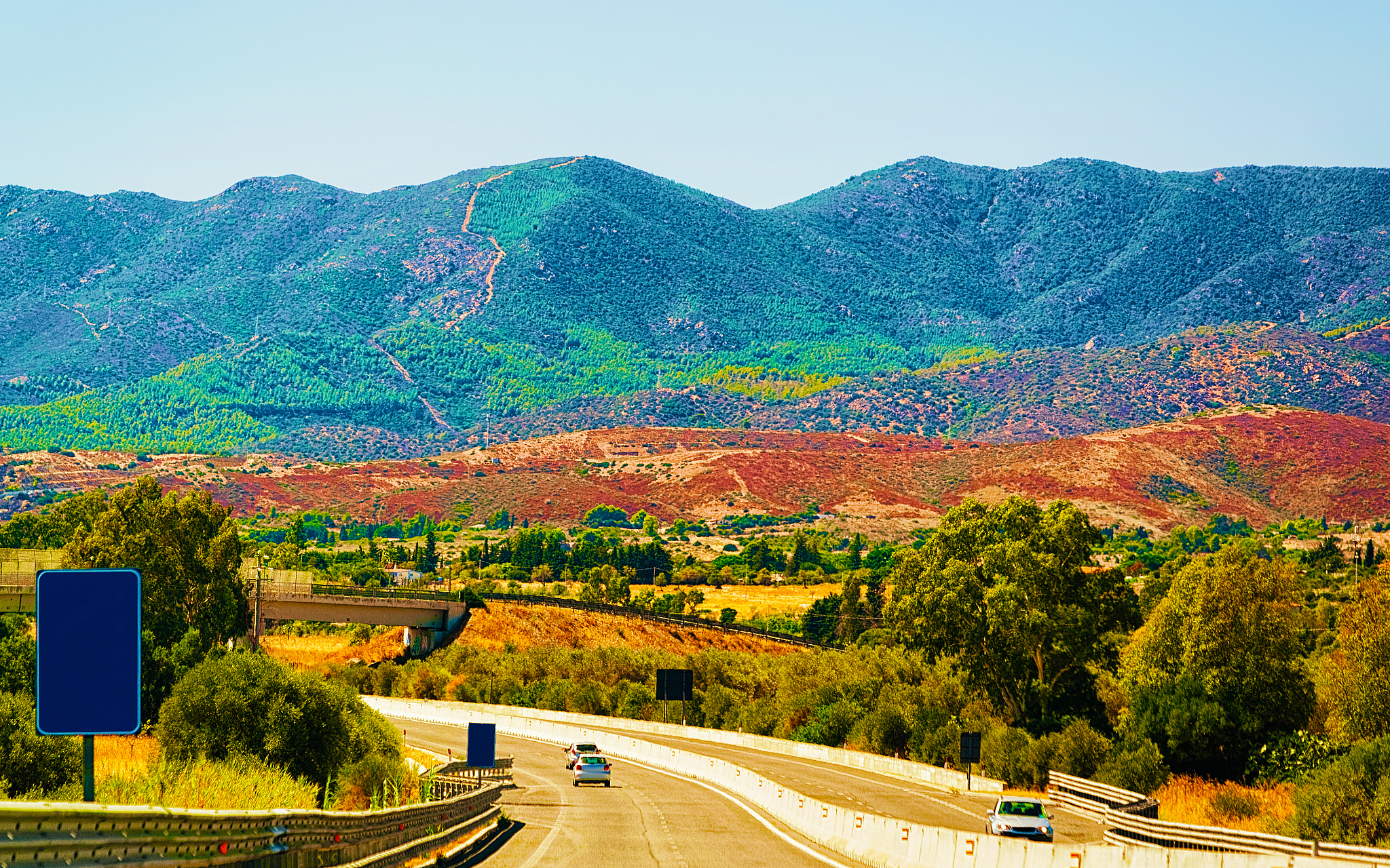 scenic road in cagliari on sardinia reflex
