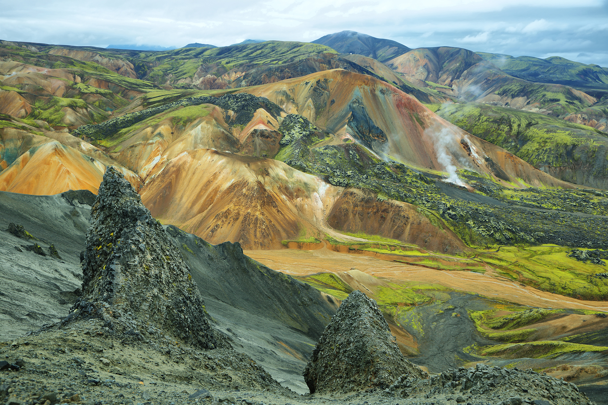 multicolored mountains at landmannalaugar,