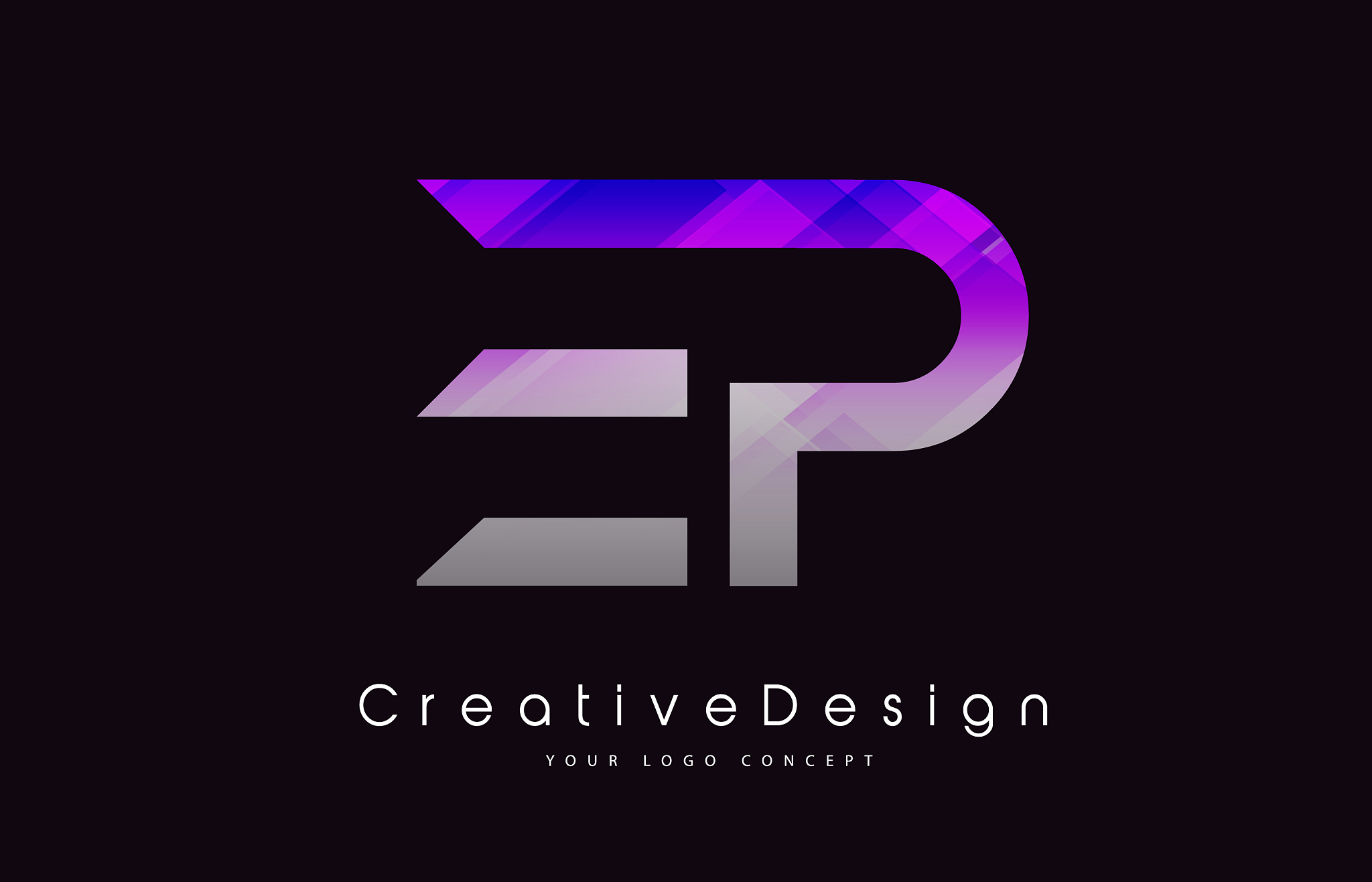 ep letter logo design purple texture creative