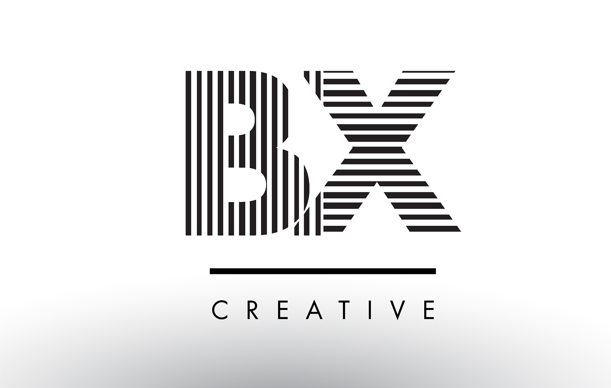 bx b x black and white lines letter logo design