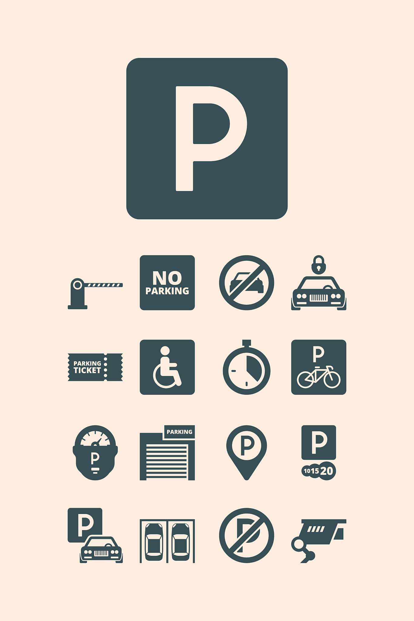 parking symbols paid money garage auto park cars