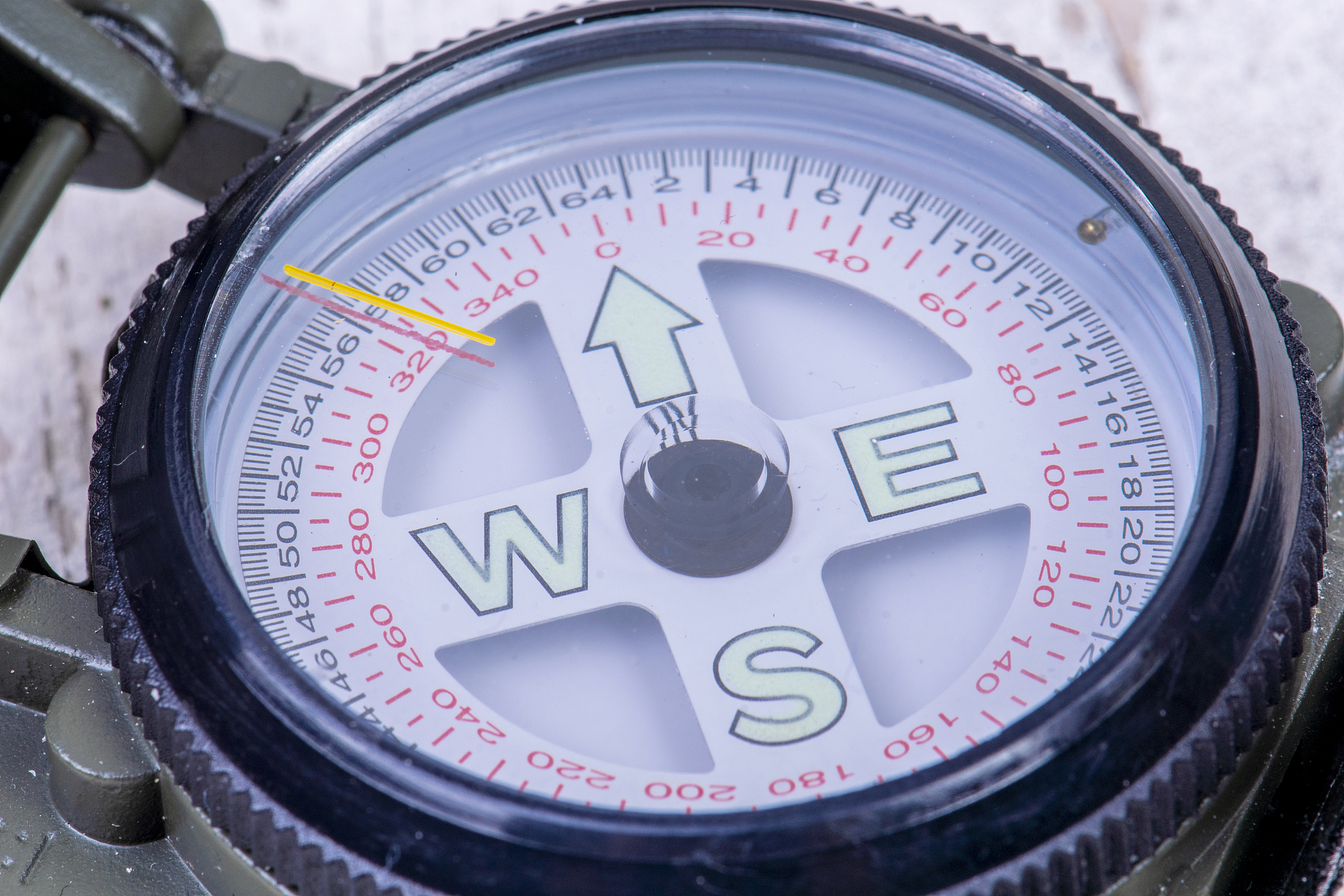 close-up of navigational compass