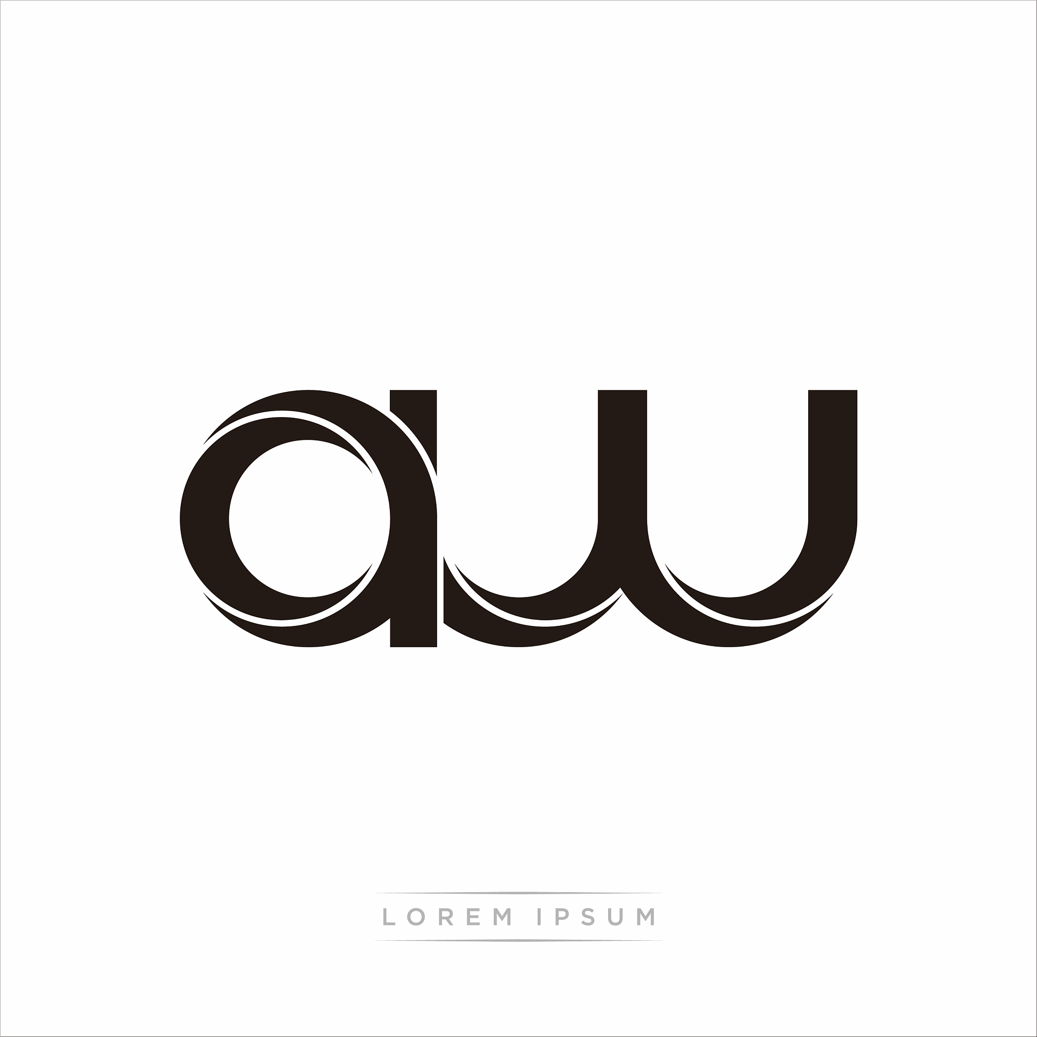 aw initial letter split lowercase modern monogram