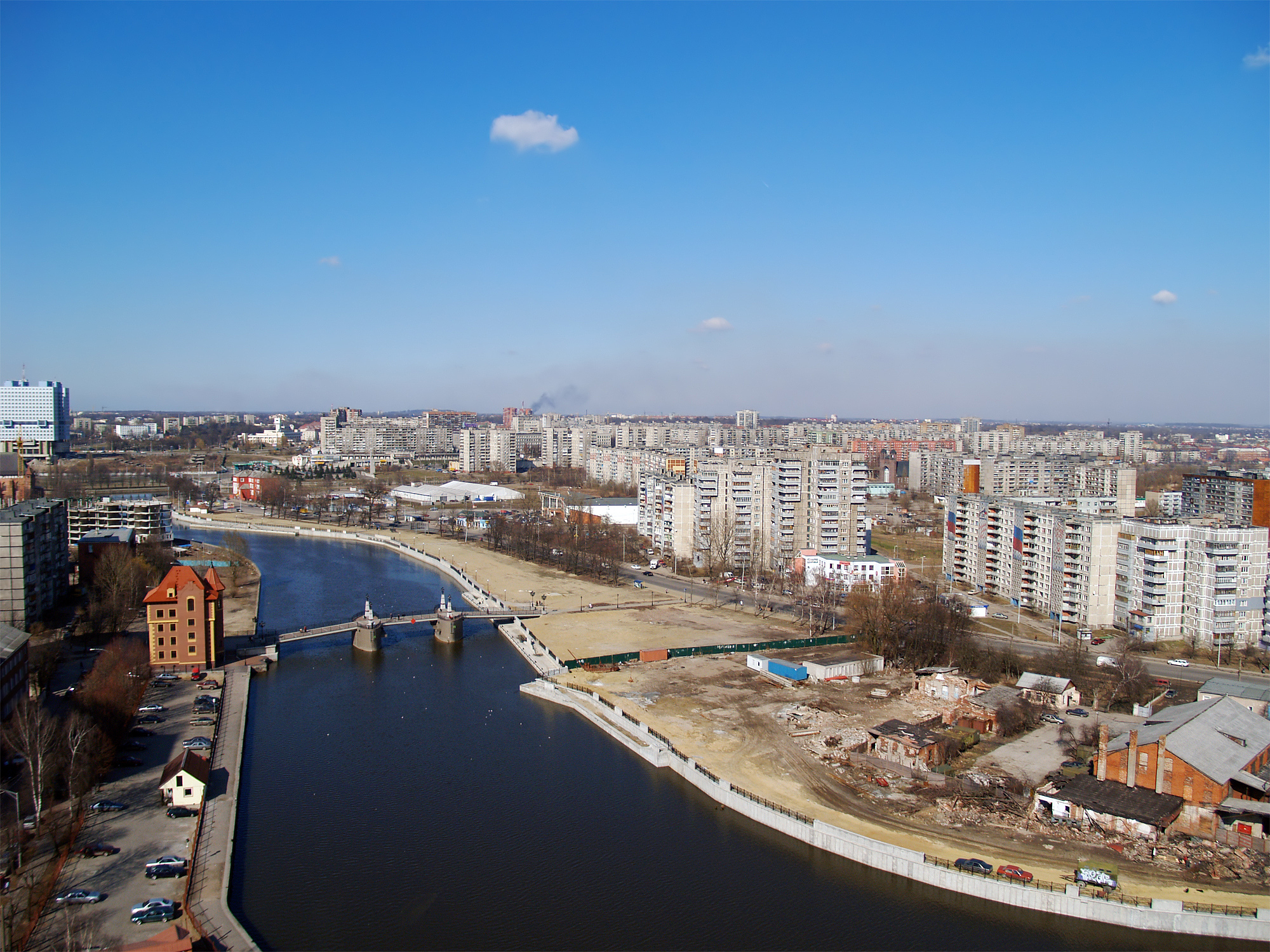 city river, aerial view
