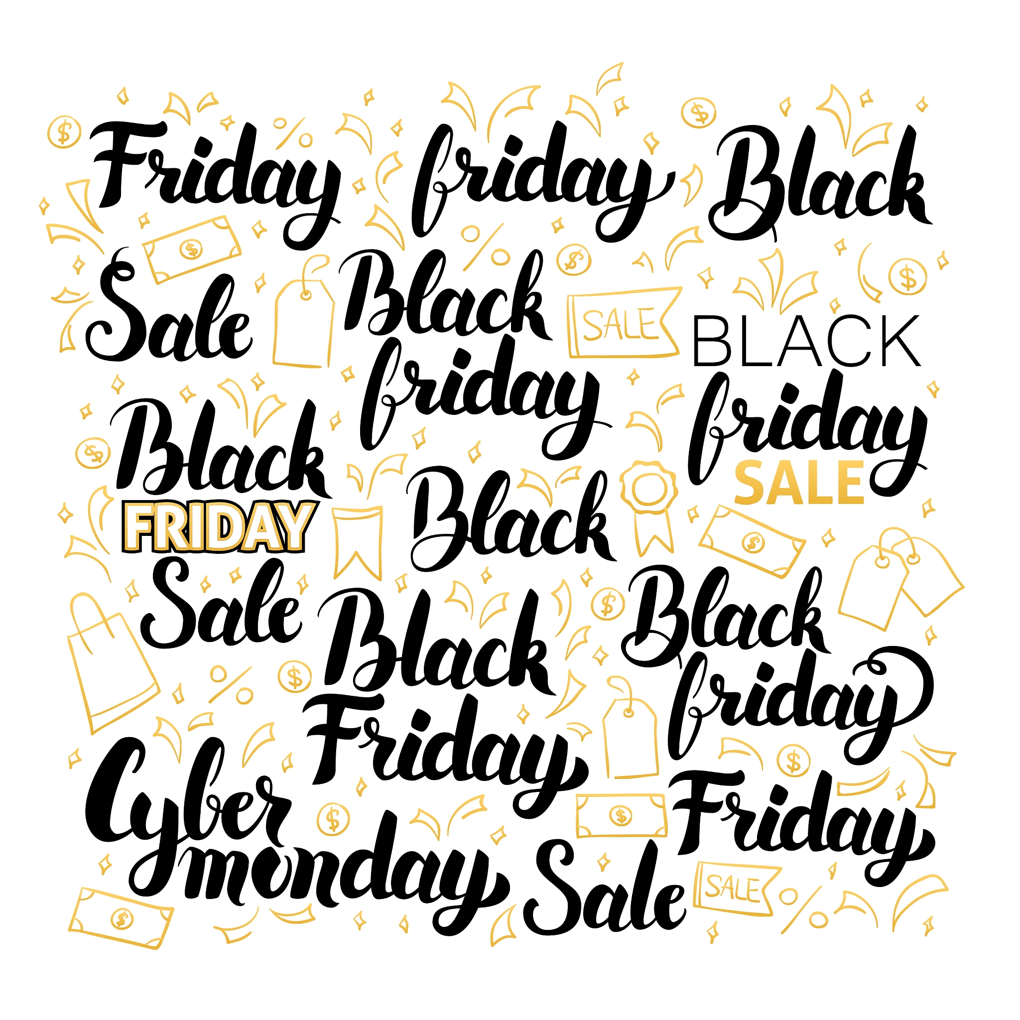 black friday lettering design set