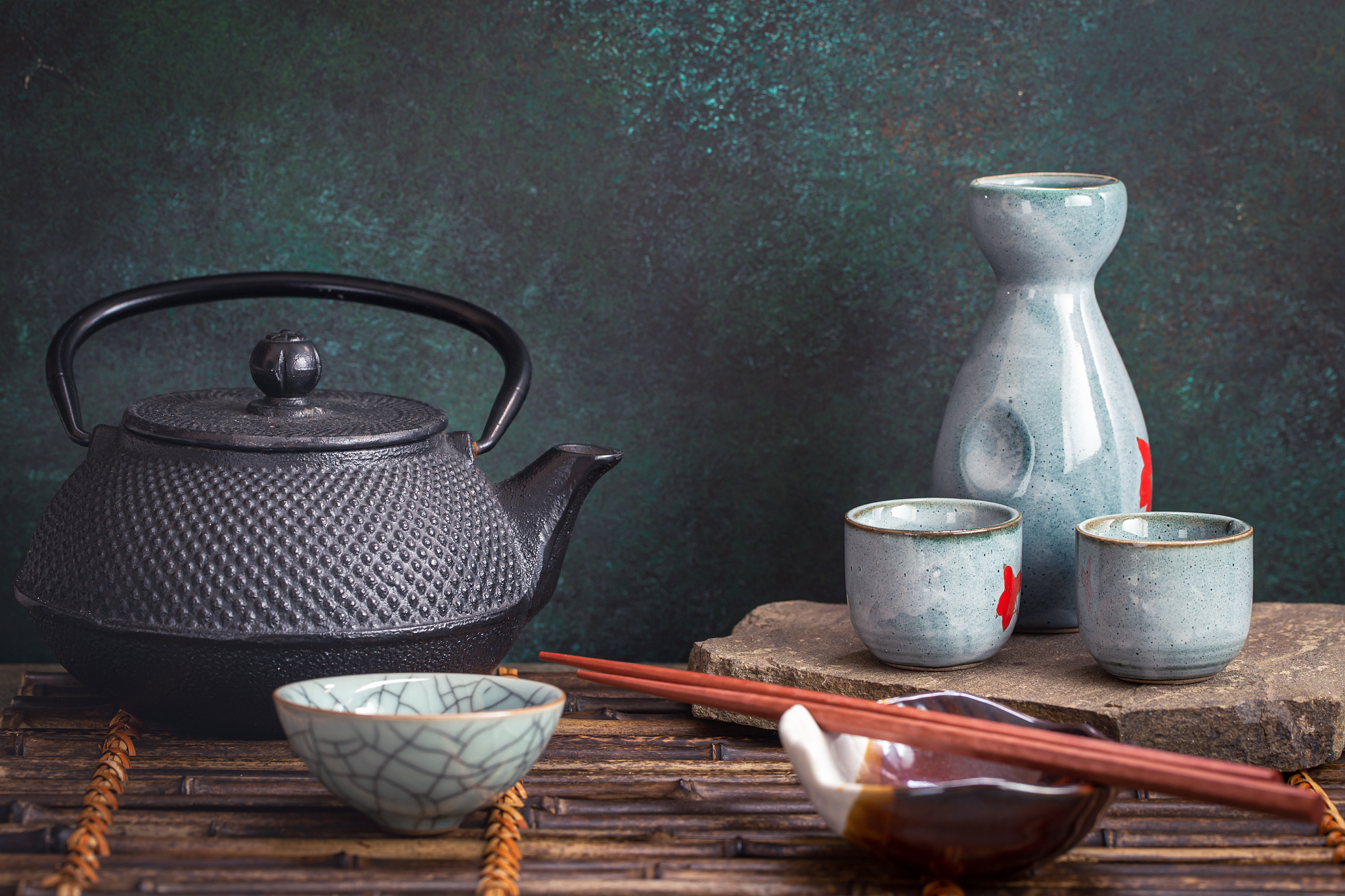 japanese style tea and sake set