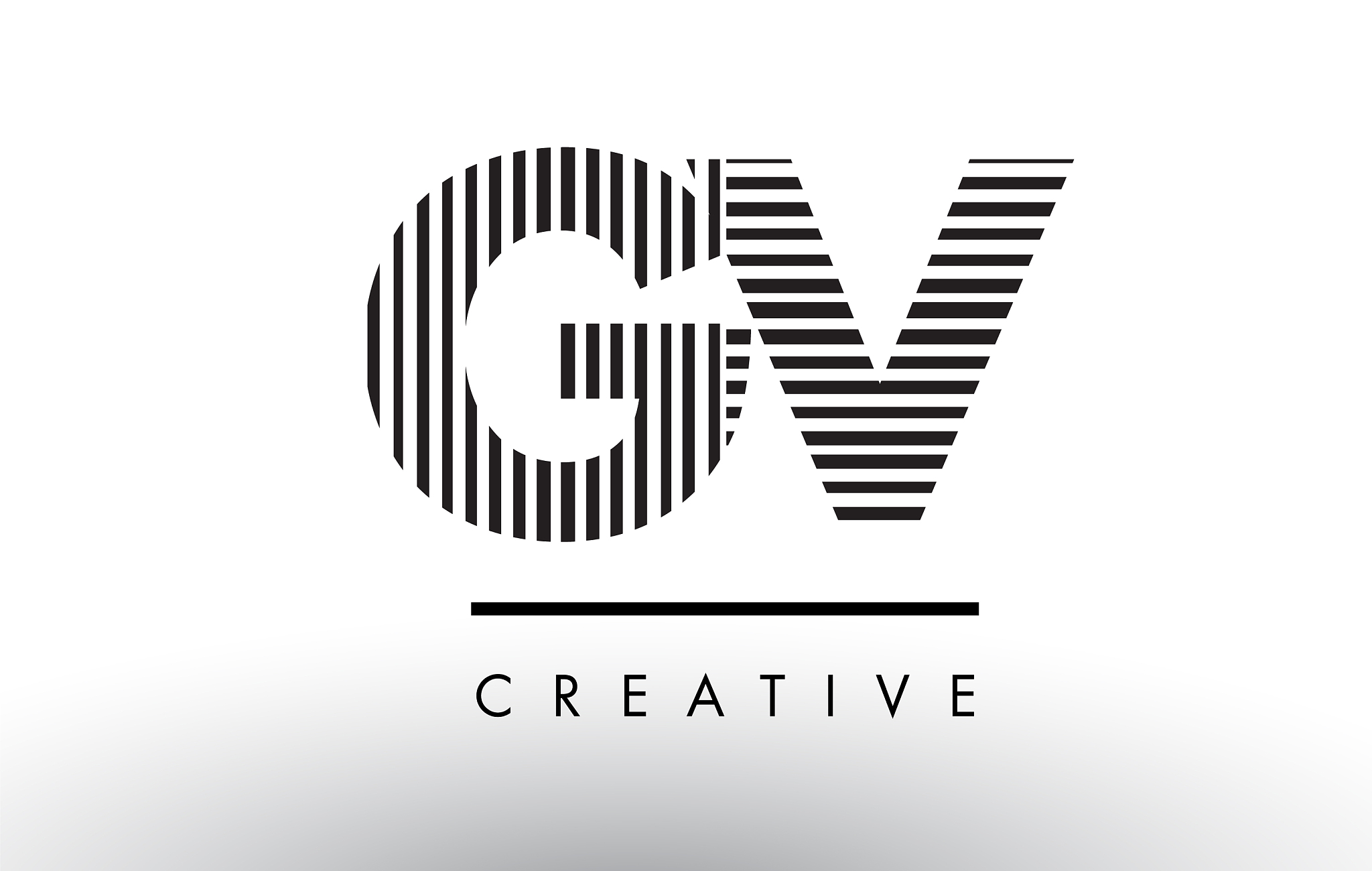 gv g v black and white lines letter logo design