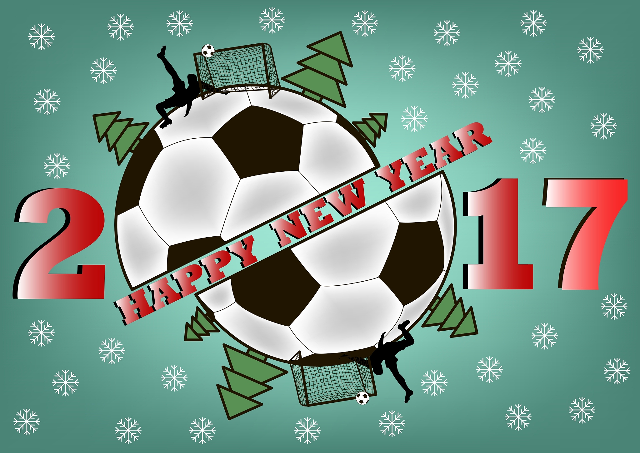 happy new year and soccer ball