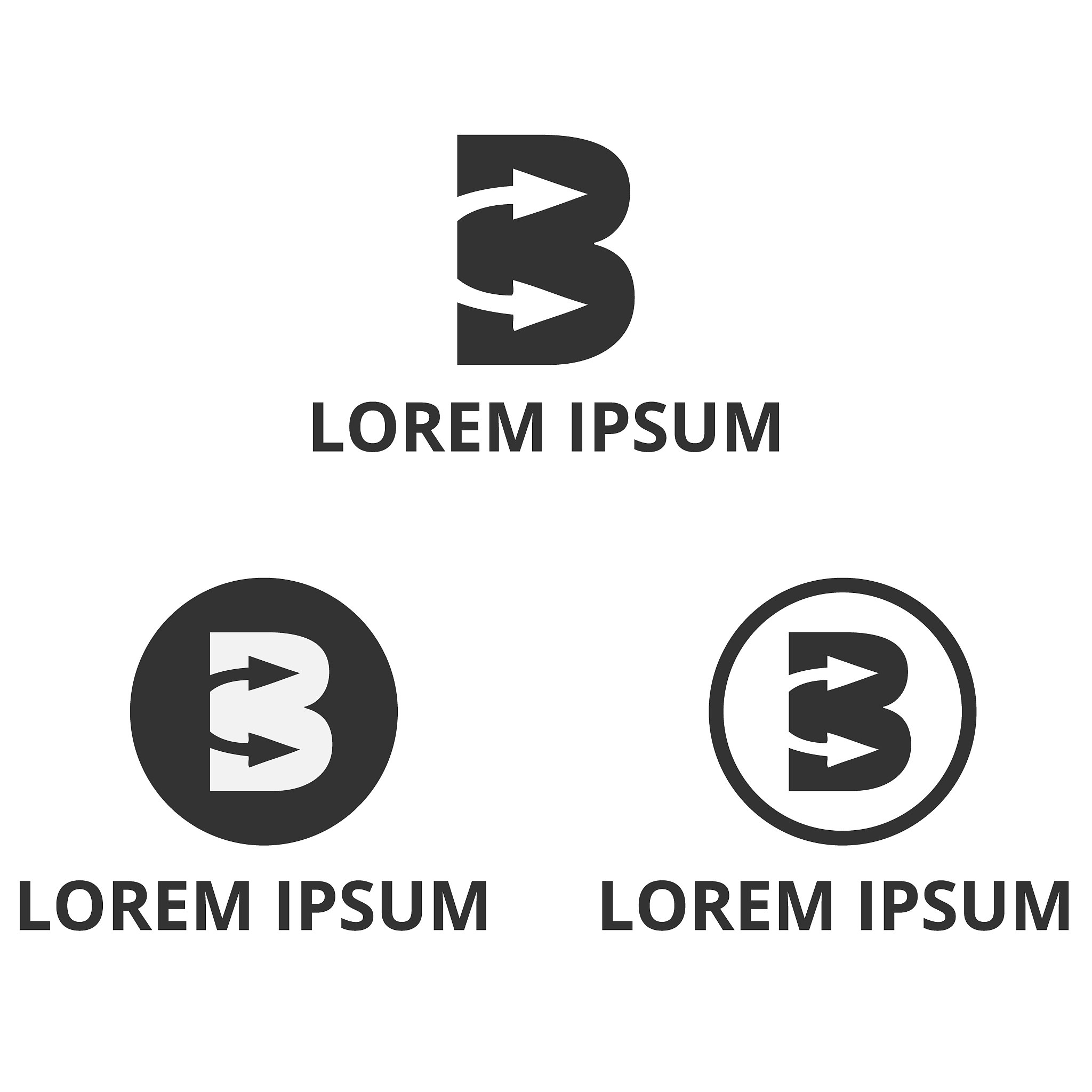letter b negative space arrow icon design