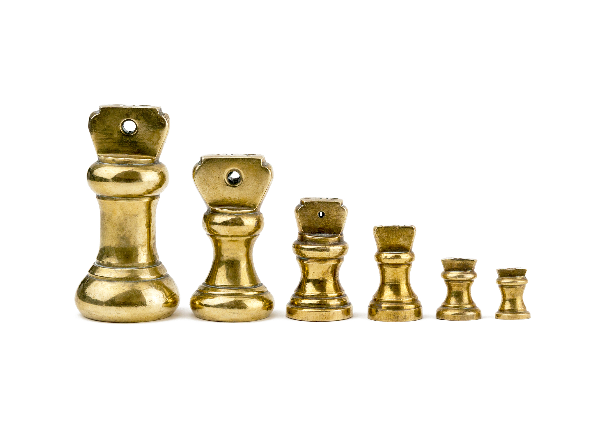 isolated set of antiques brass imperial weights