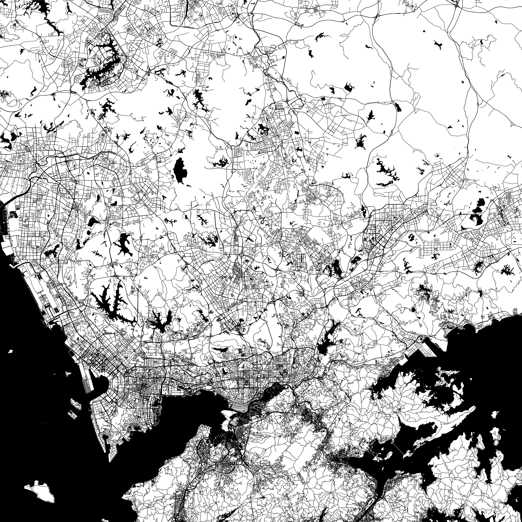 shenzhen, china vector map