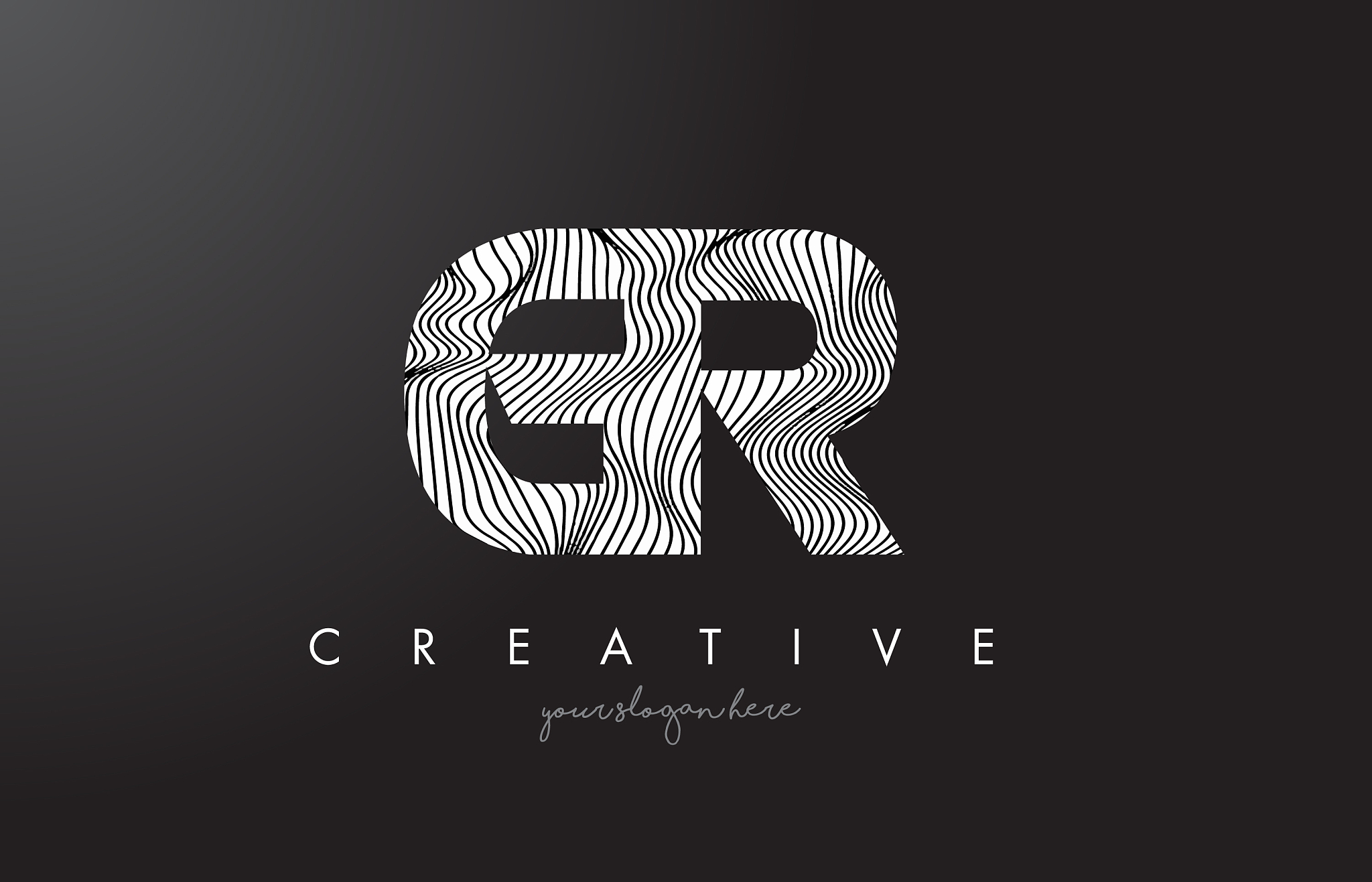 gr g r letter logo with zebra lines texture