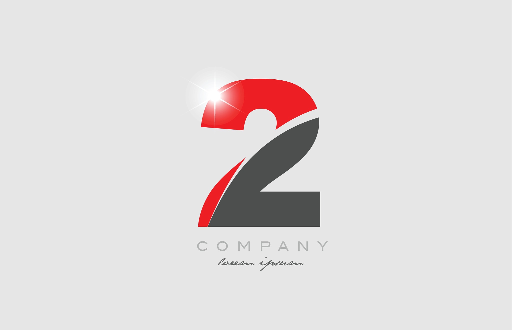 number 2 in grey red color for logo icon design