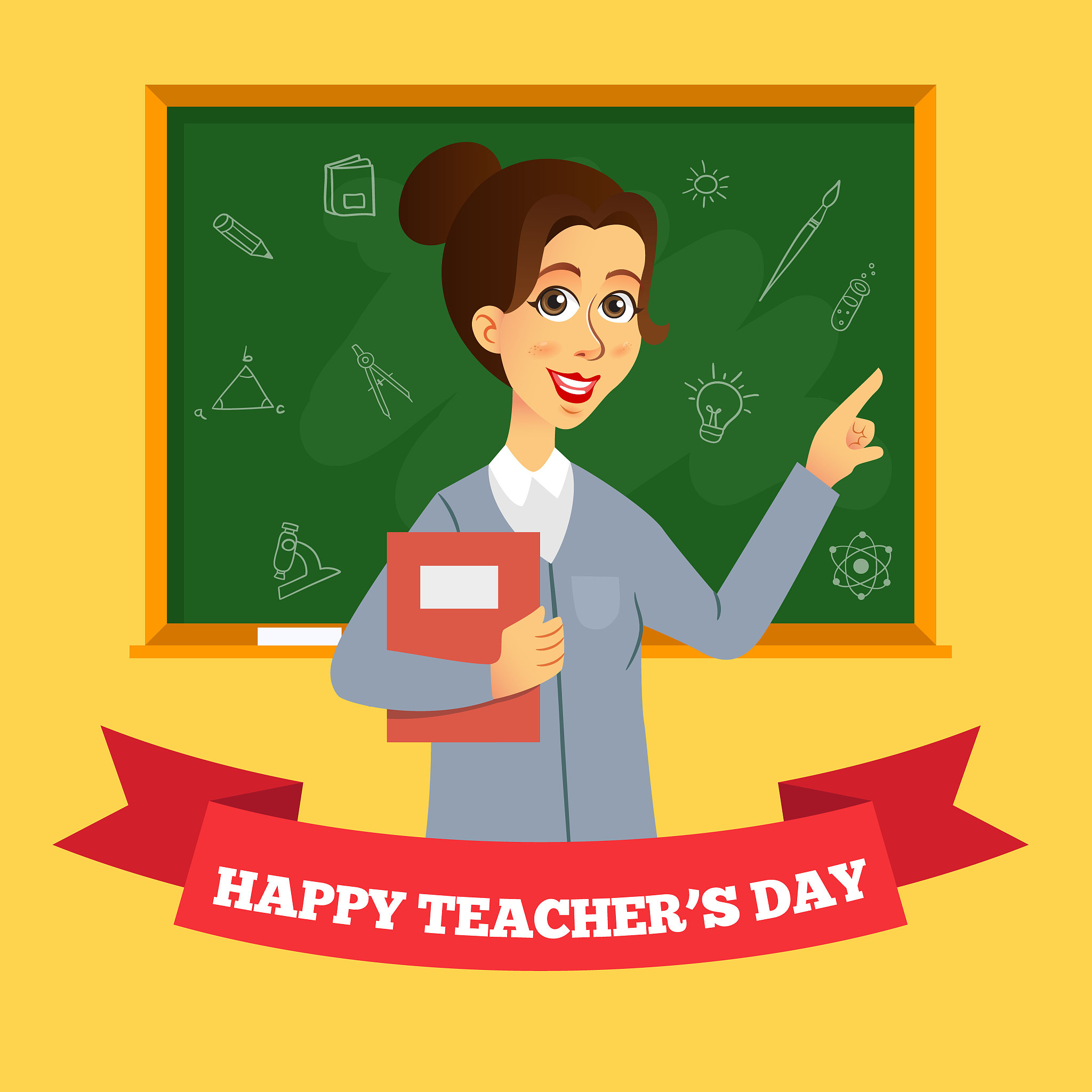 happy teacher's day cartoon illustration