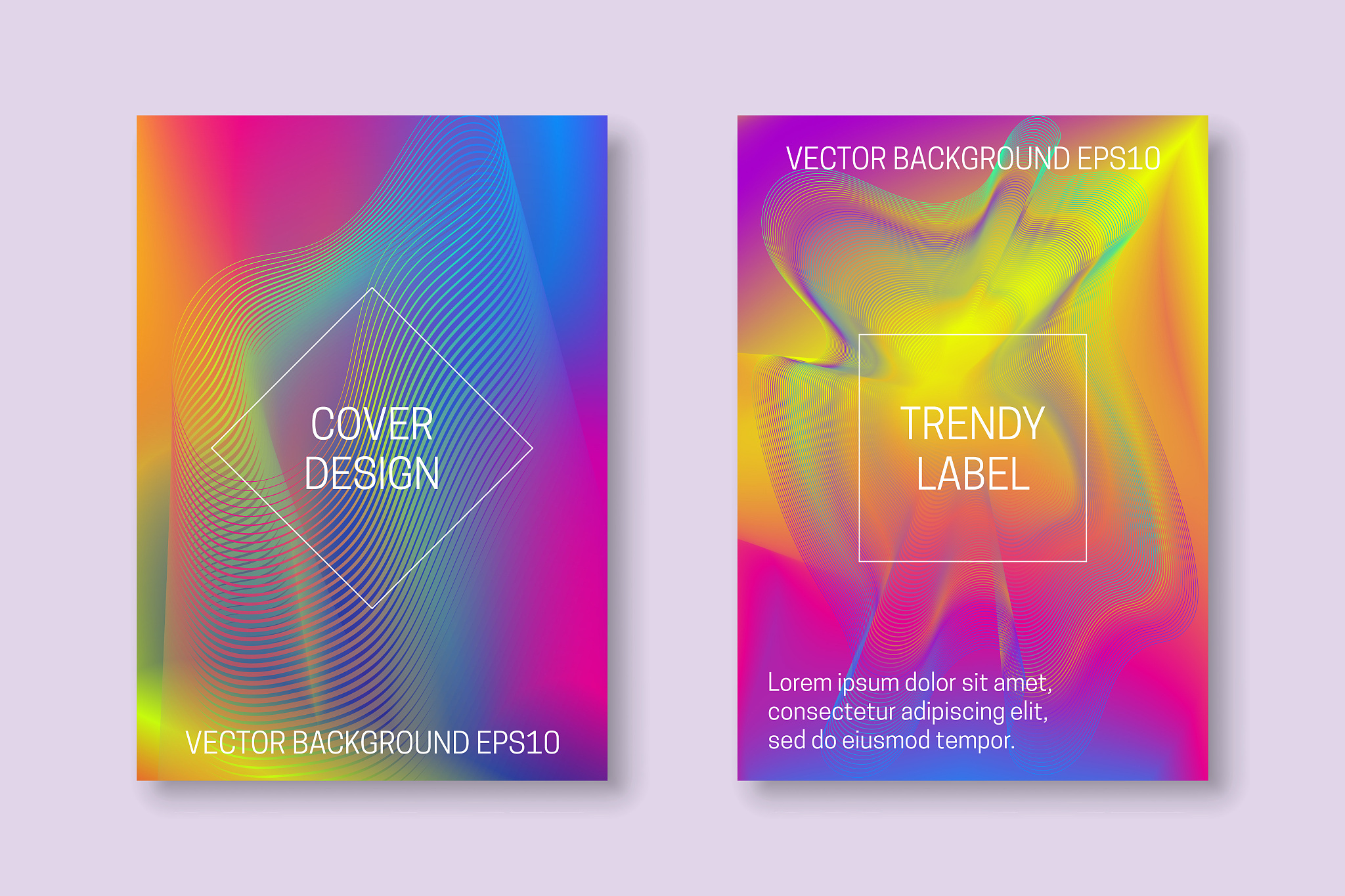 vector vibrant colored cover templates with iridescent guilloche