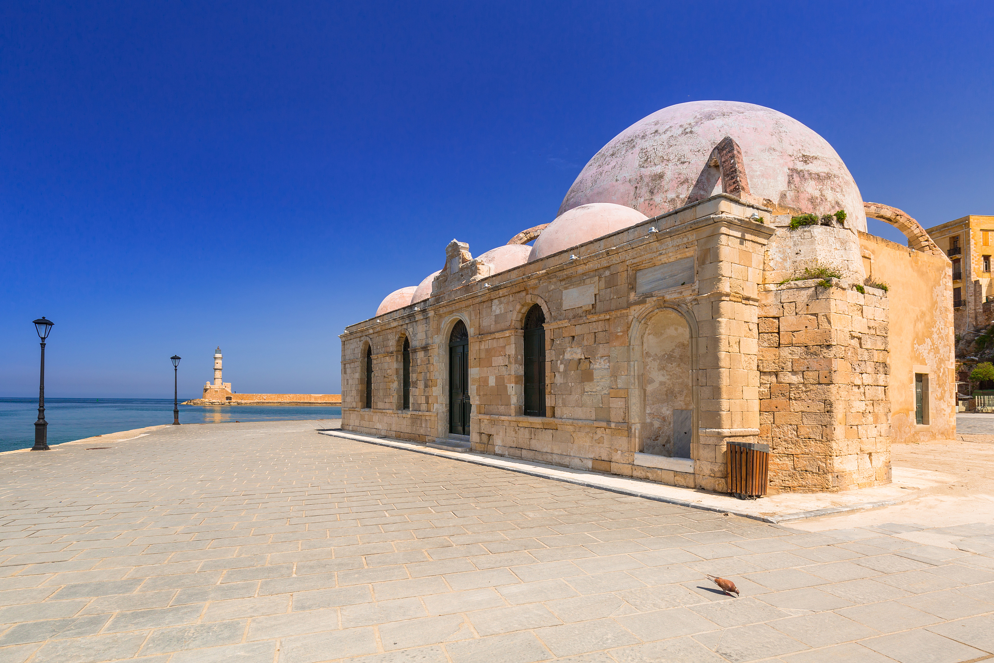 old mosque in the port of chania on crete