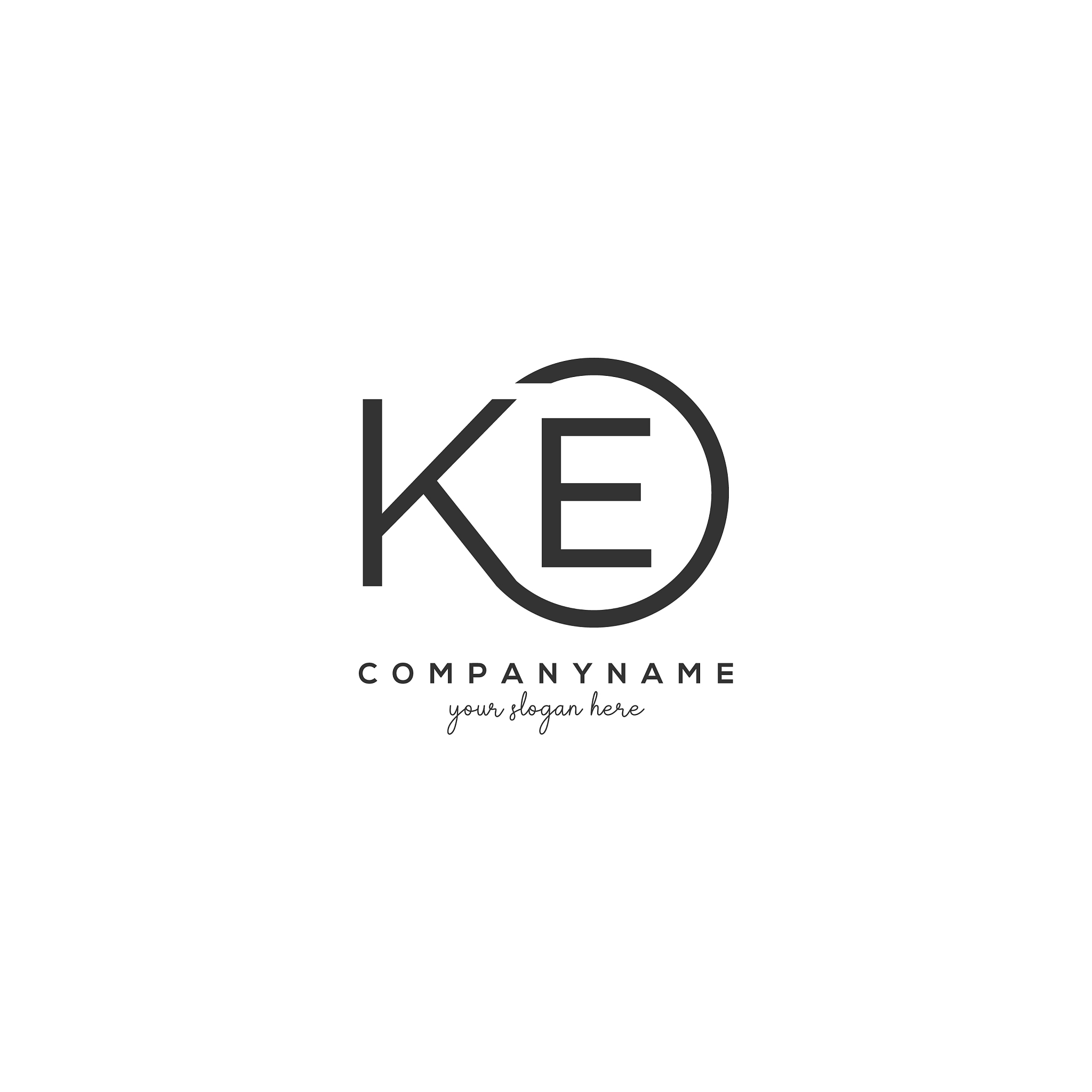 initial ke letter logo with circle template