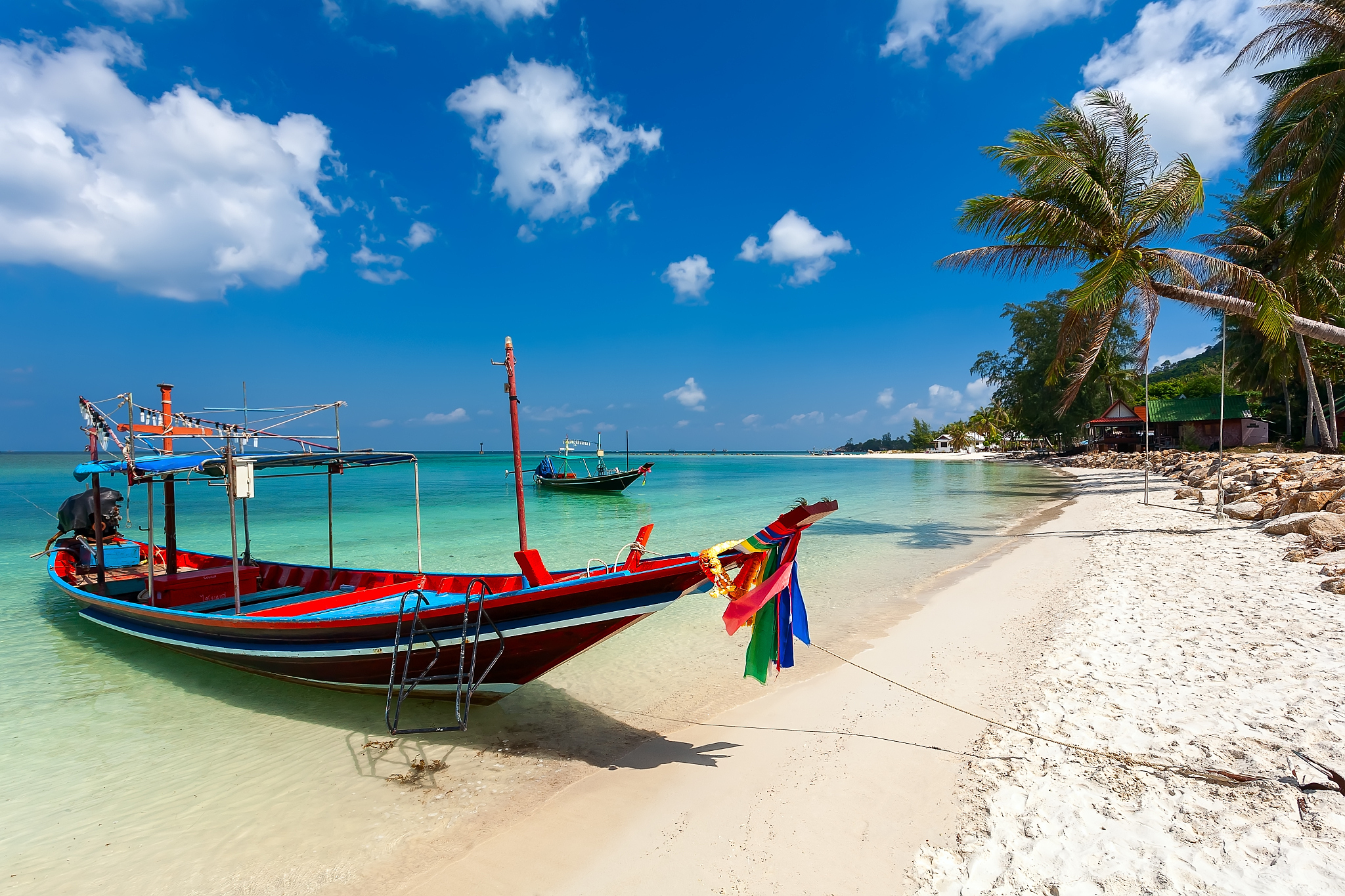the sea coast with boats.