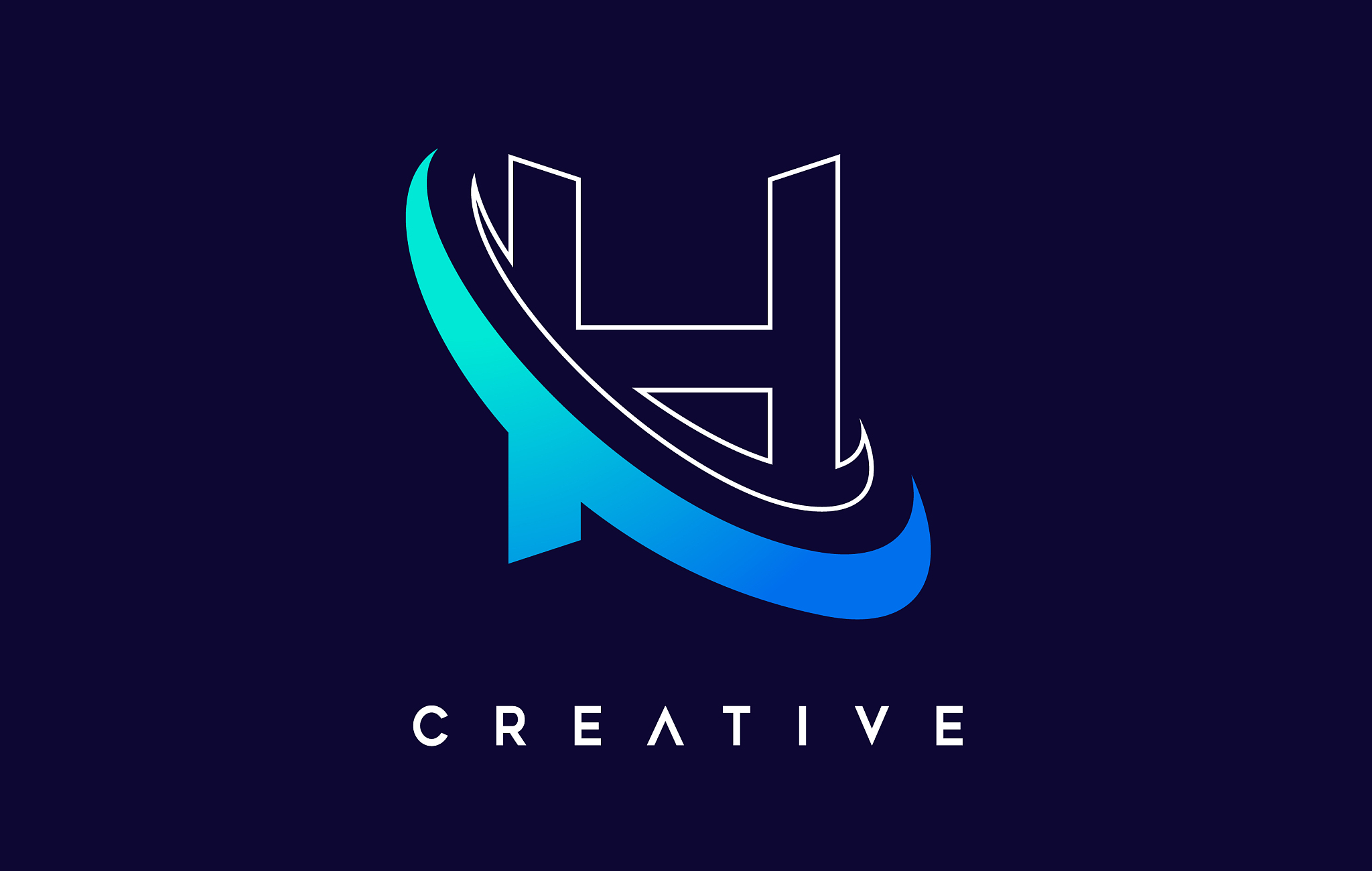 letter h logo h letter design with blue swash