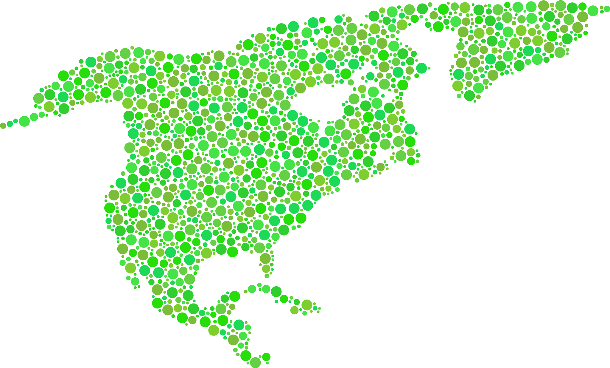north america map mosaic of small circles