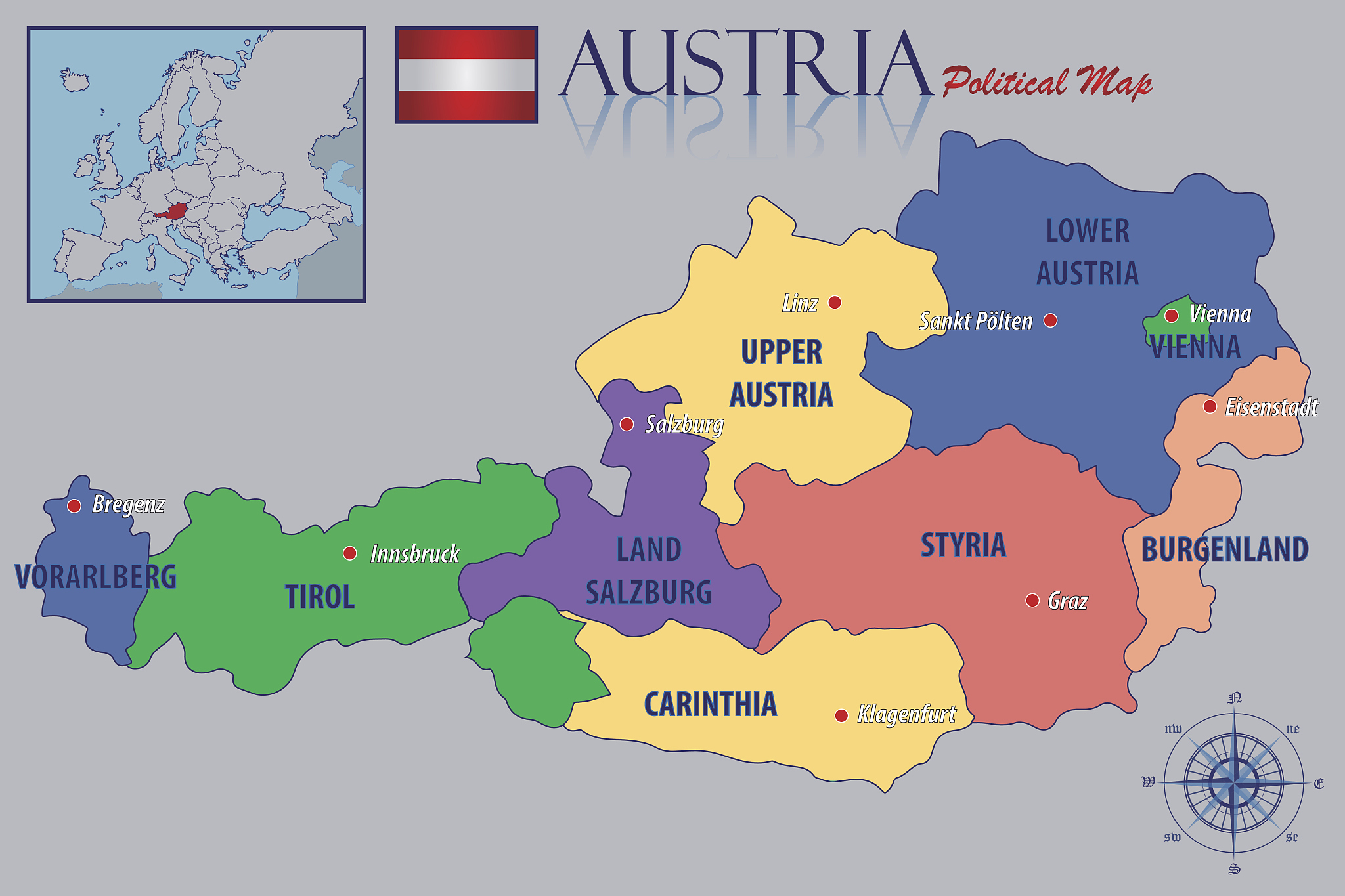 political map of austria