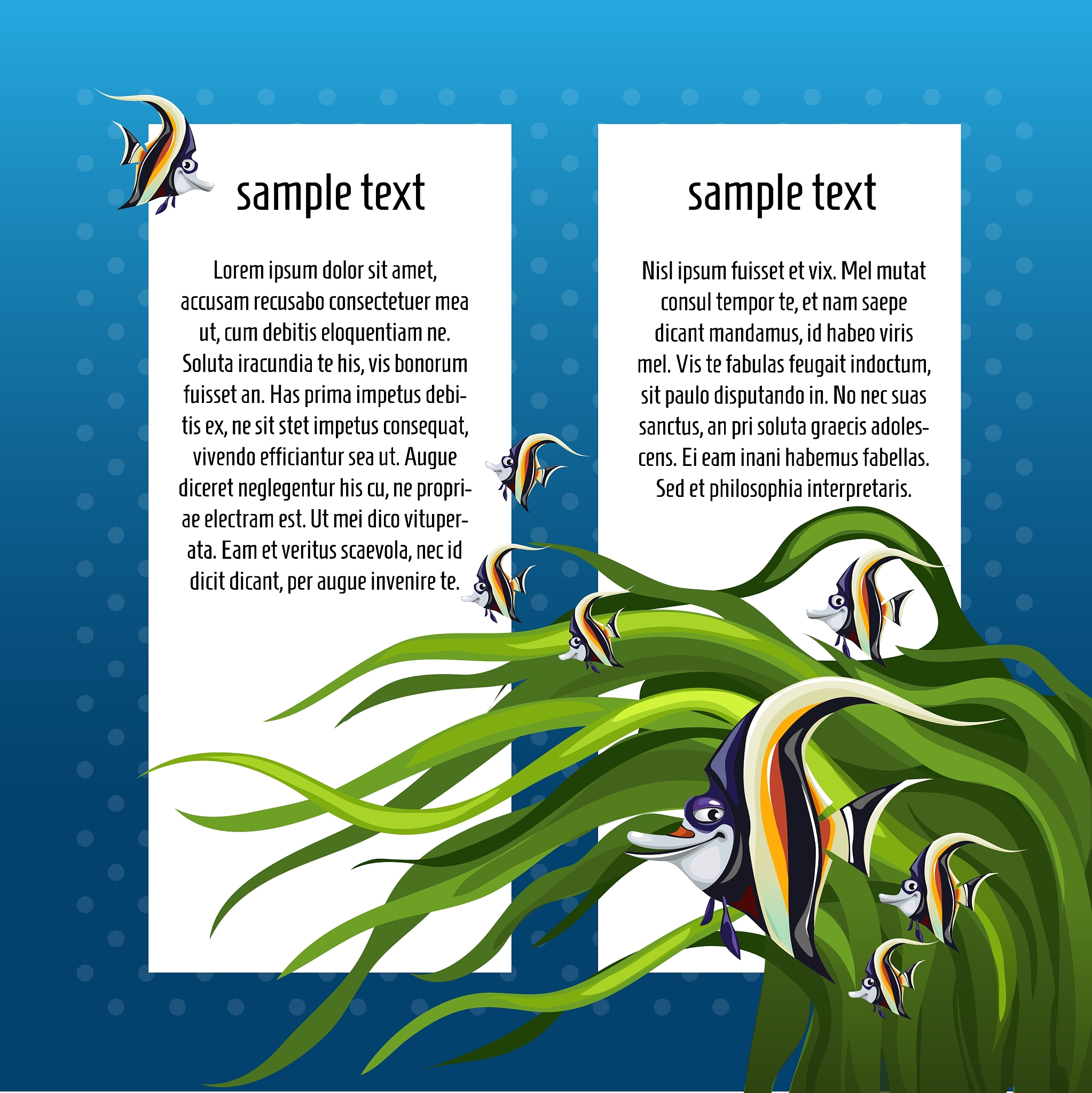 angelfish among the algae with white card for text