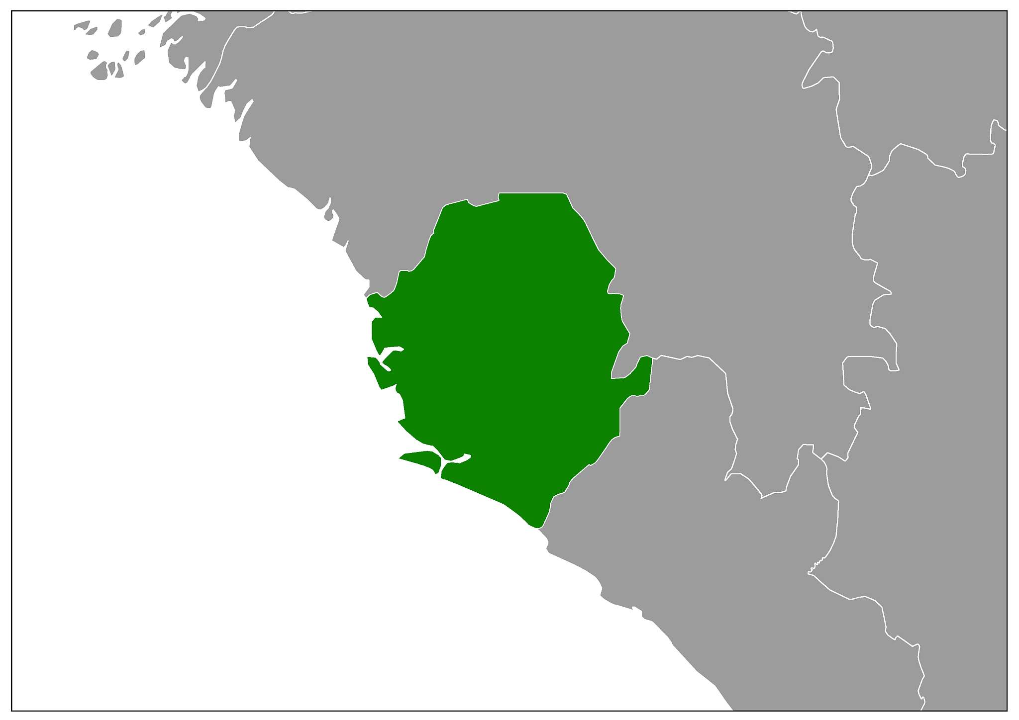 sierra leone map on gray base green view
