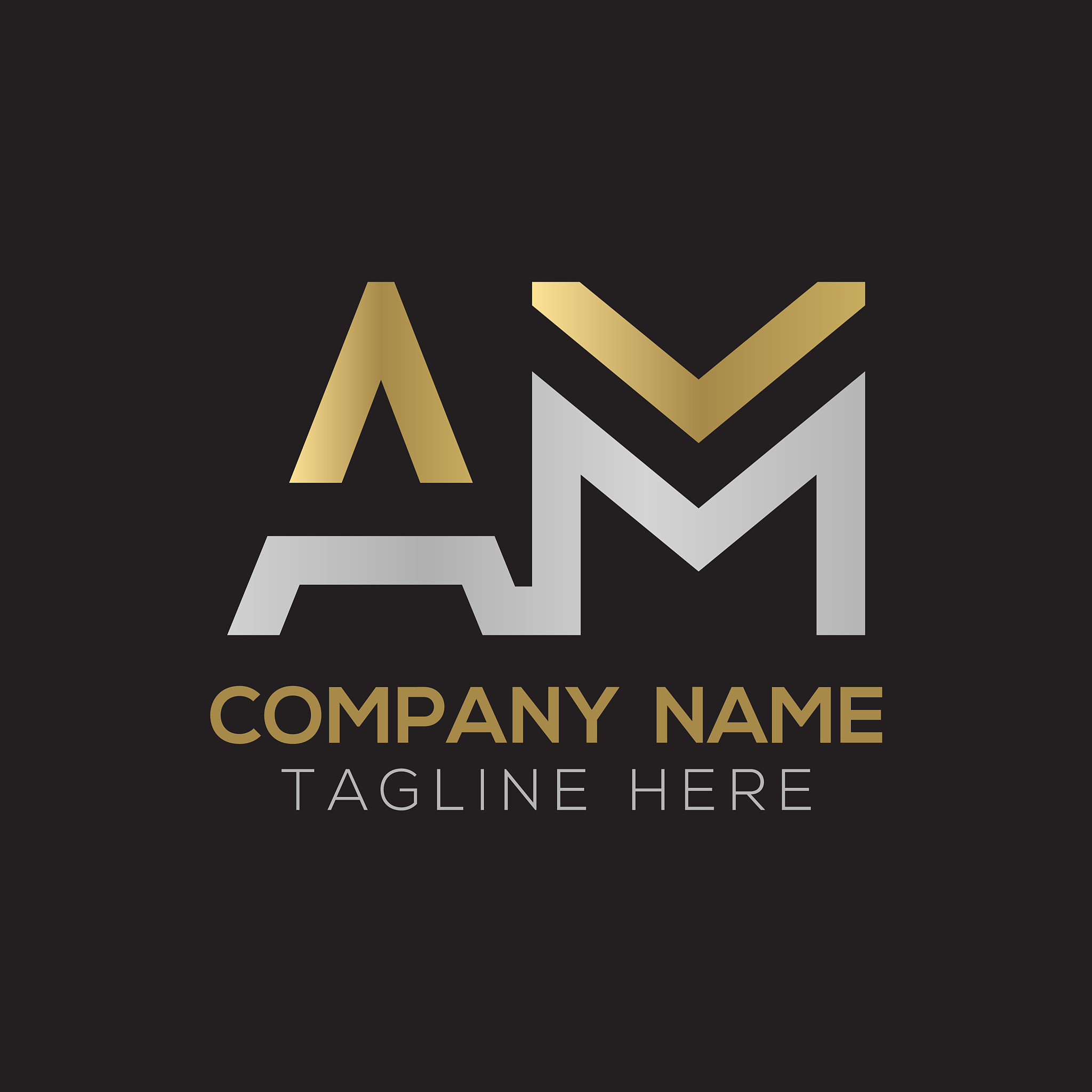 initial am letter logo design modern business