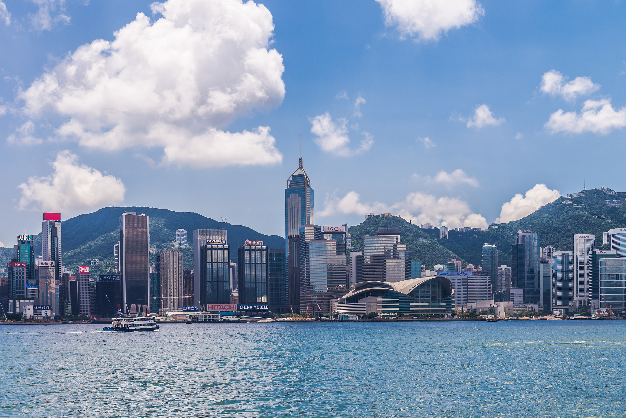 view of buildings on victoria harbour, hong kong