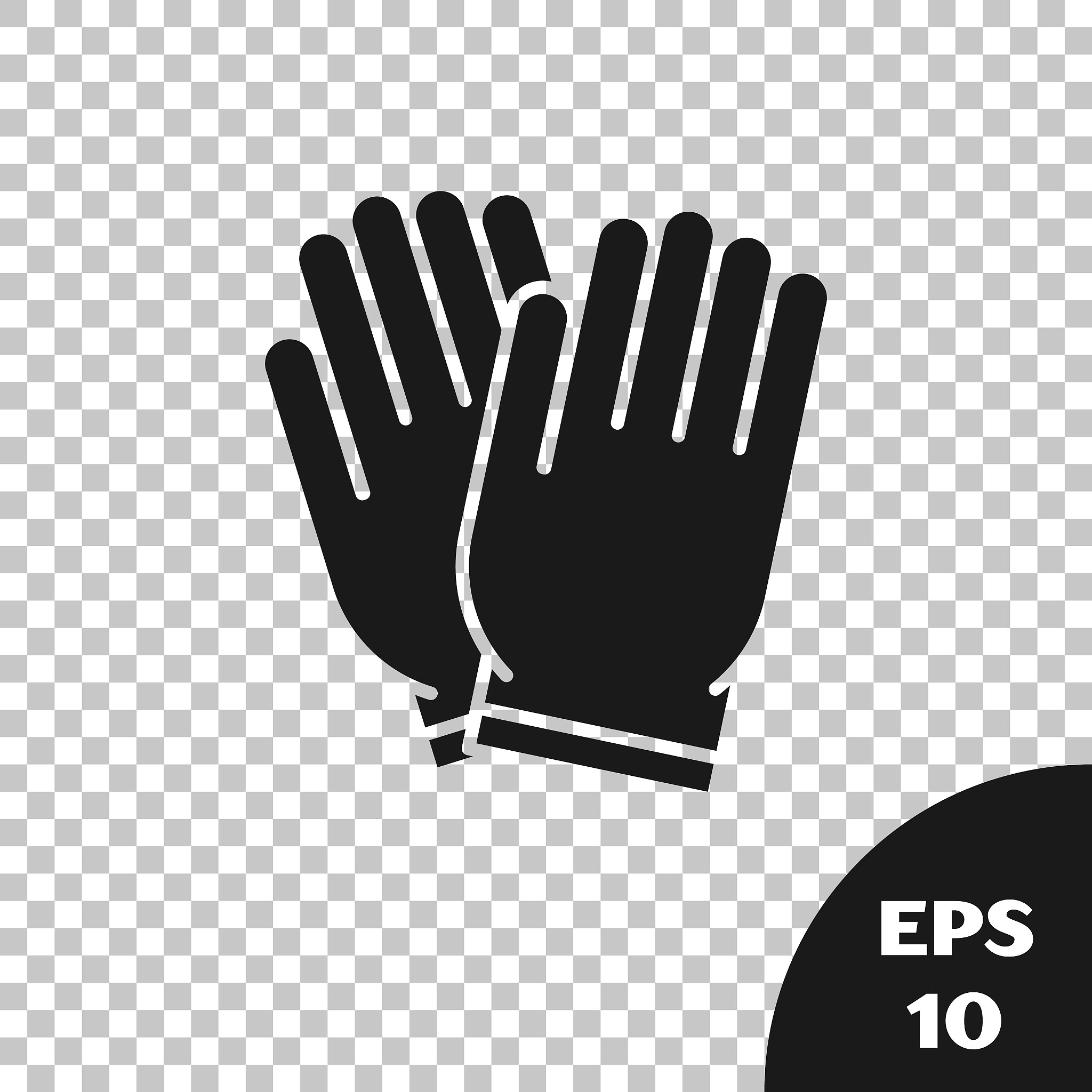 black garden gloves icon isolated on transparent background. rub