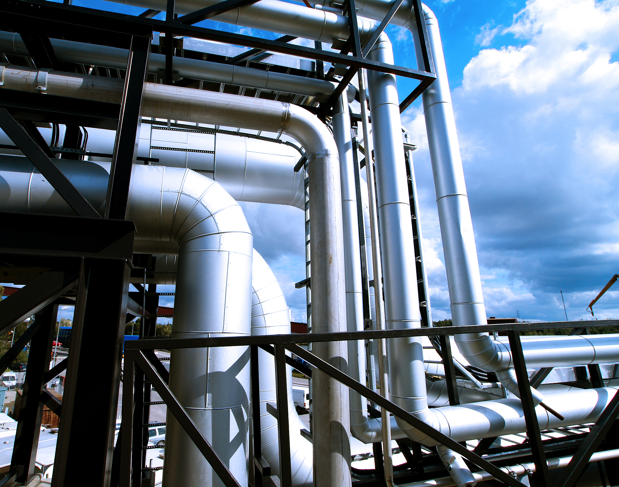 industrial zone, steel equipment against blue sky