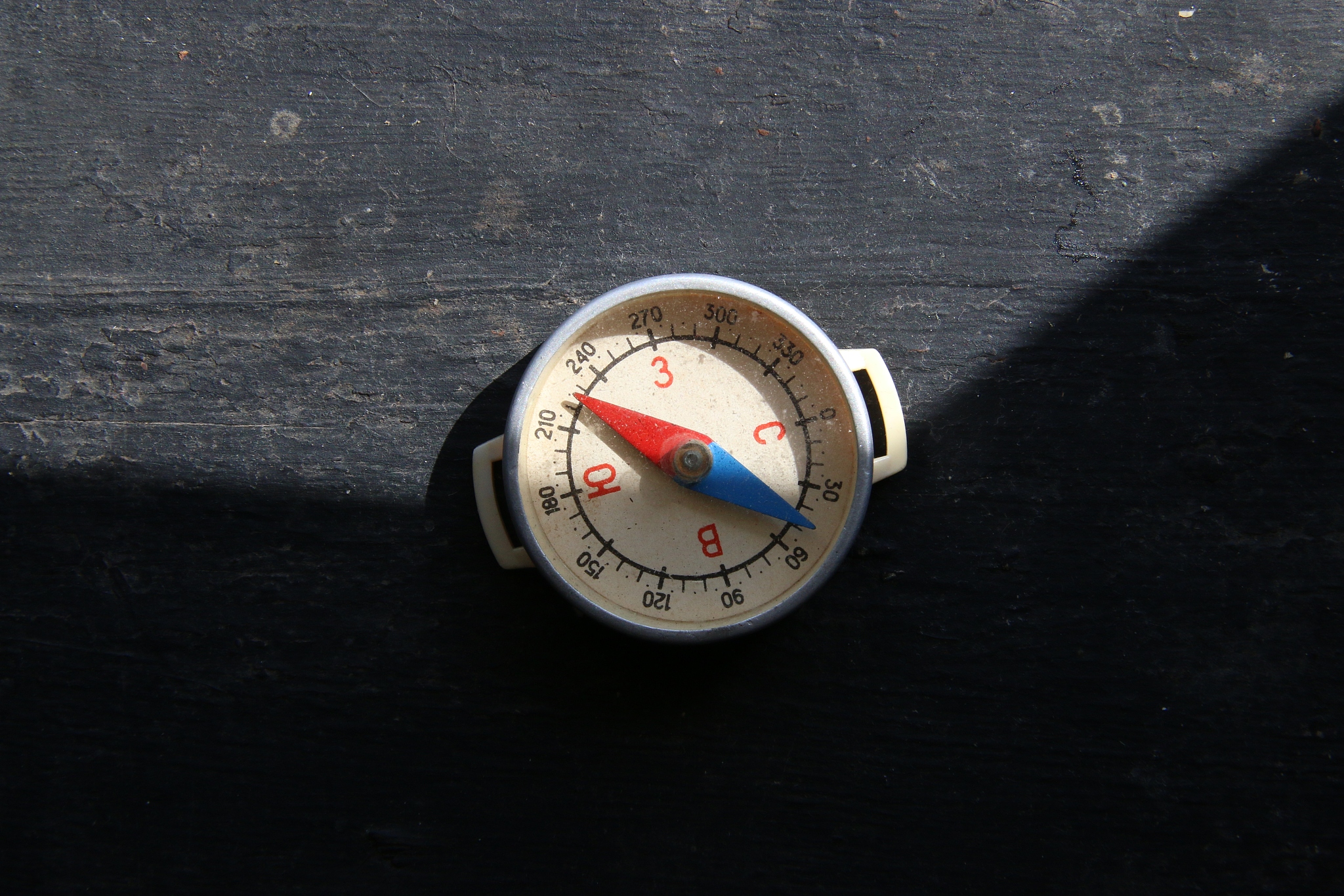 old compass on a vintage desk.
