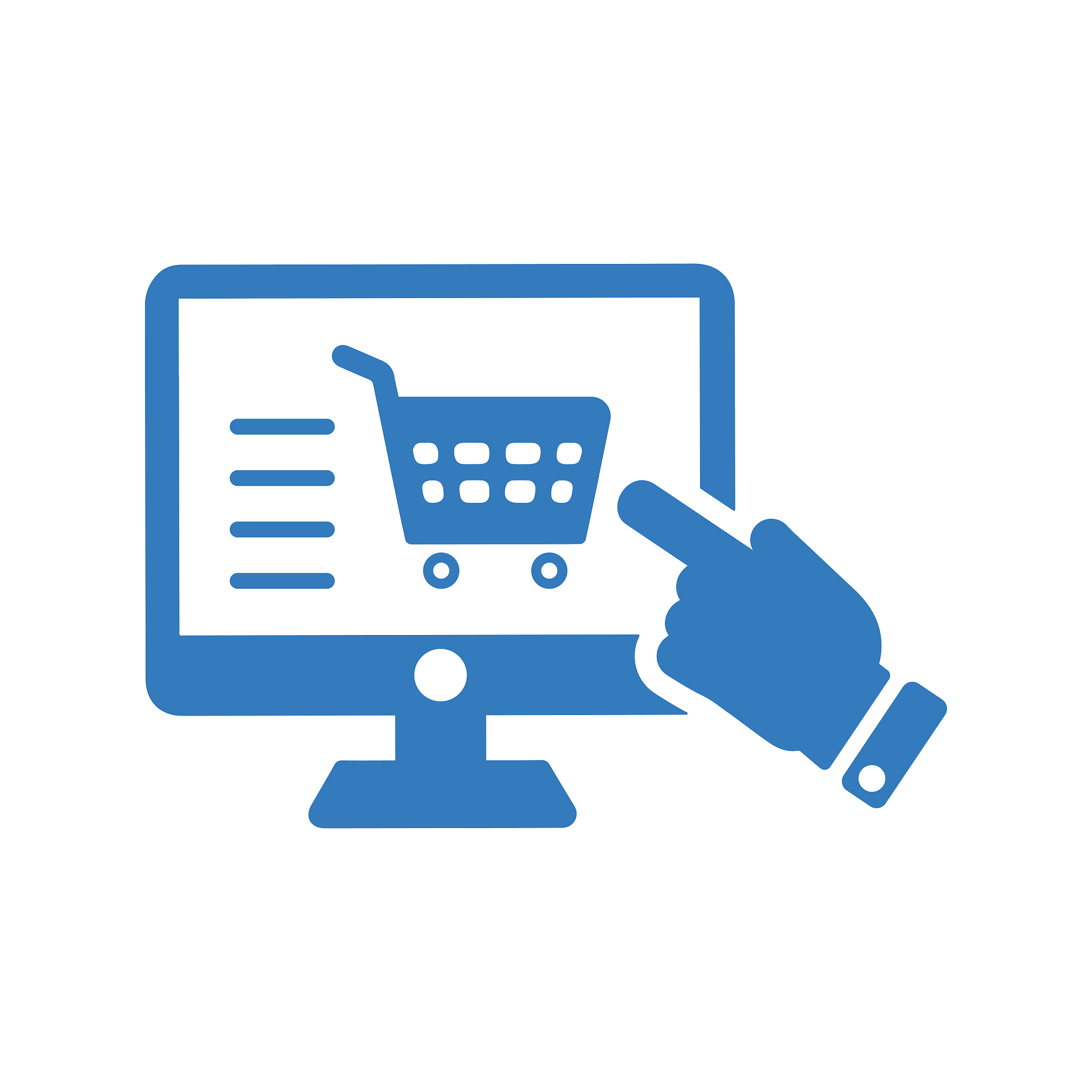 online shopping icon, blue vector graphics