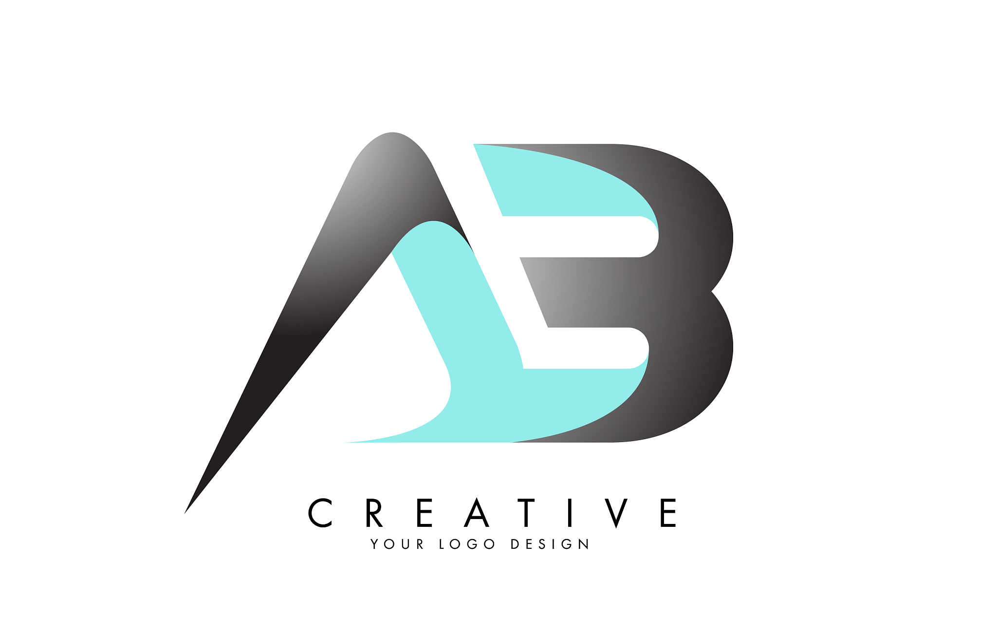 ab a b letter logo design with ribbon effect and
