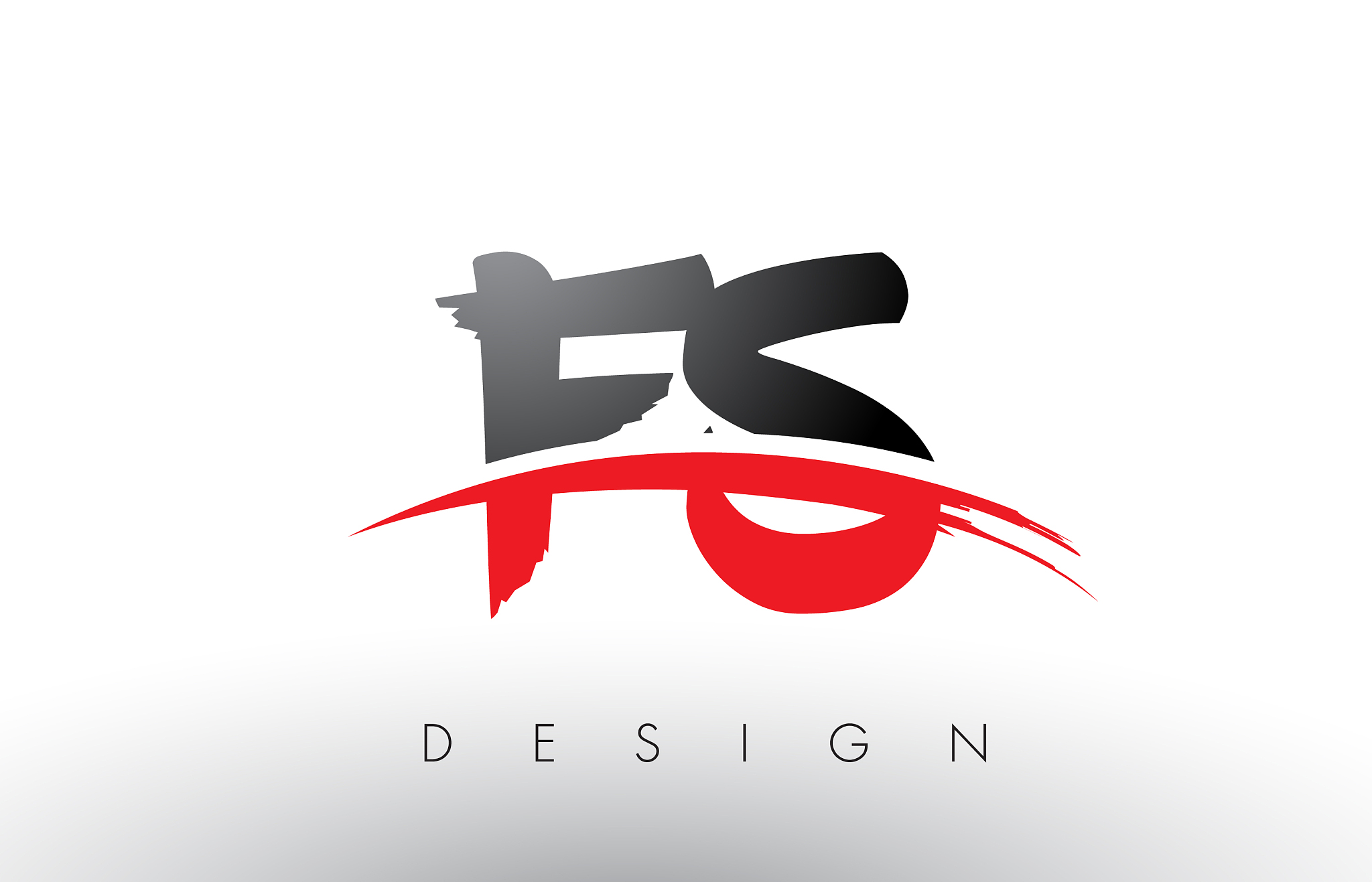 fs f s brush logo letters with red and black