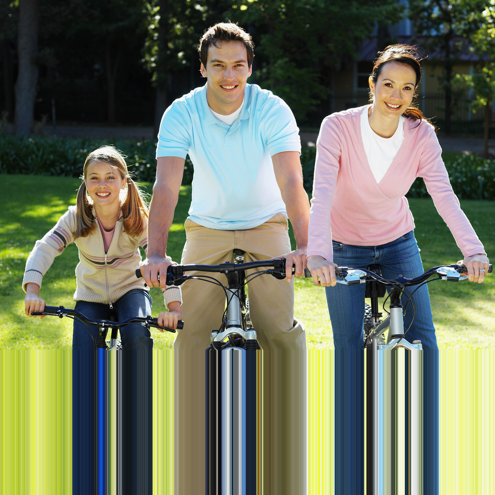 portrait of a family on bikes