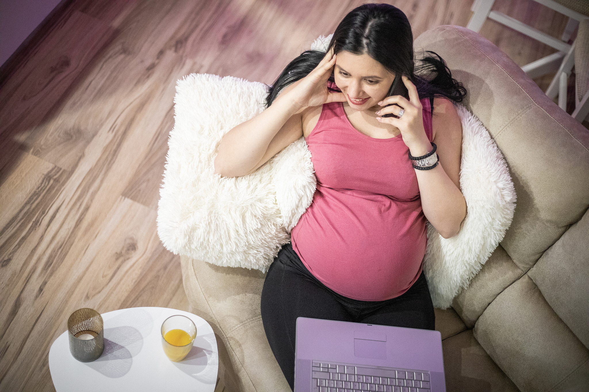 pregnant woman resting in her sweet home