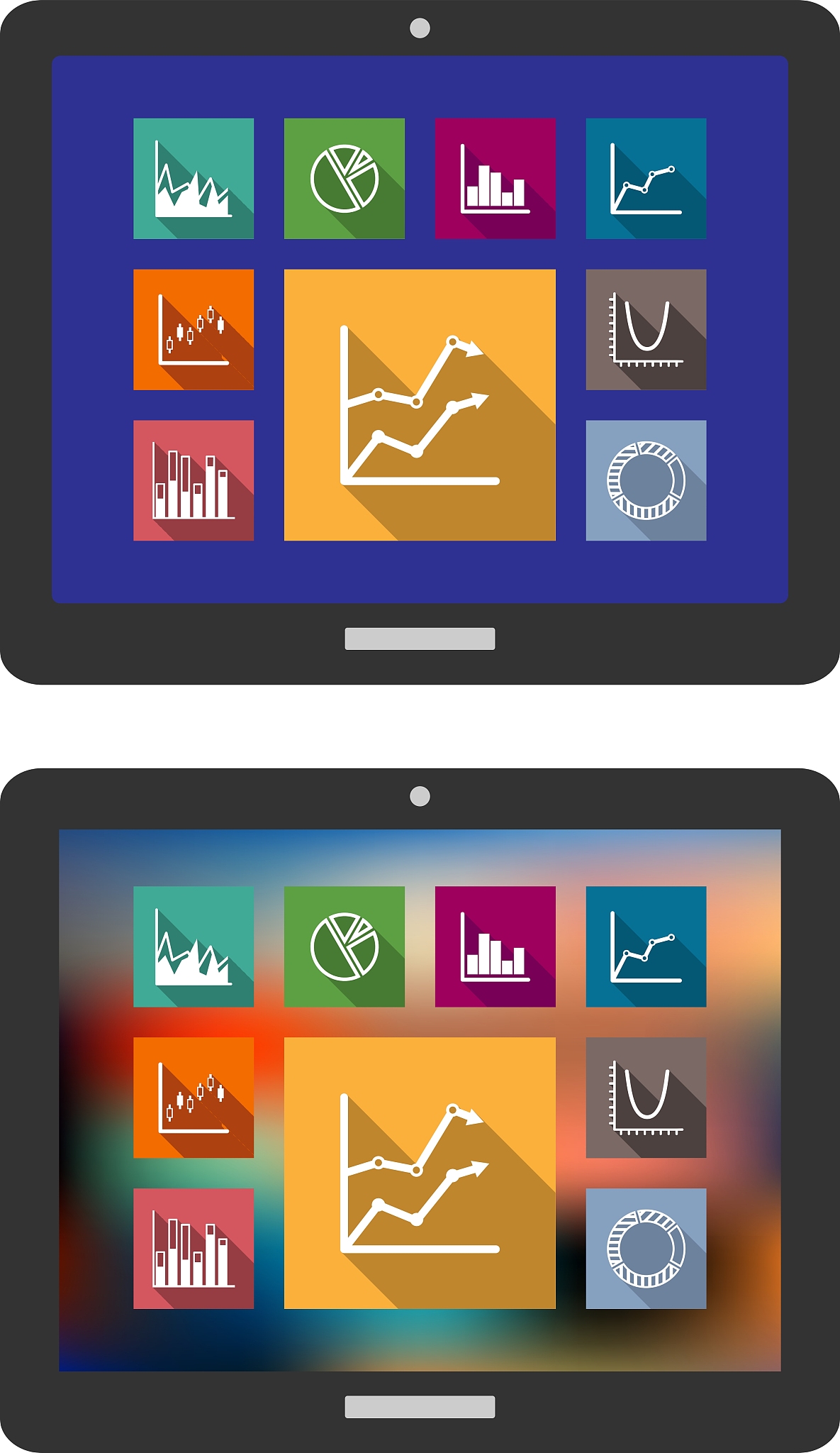 graphs and charts on a tablet computer