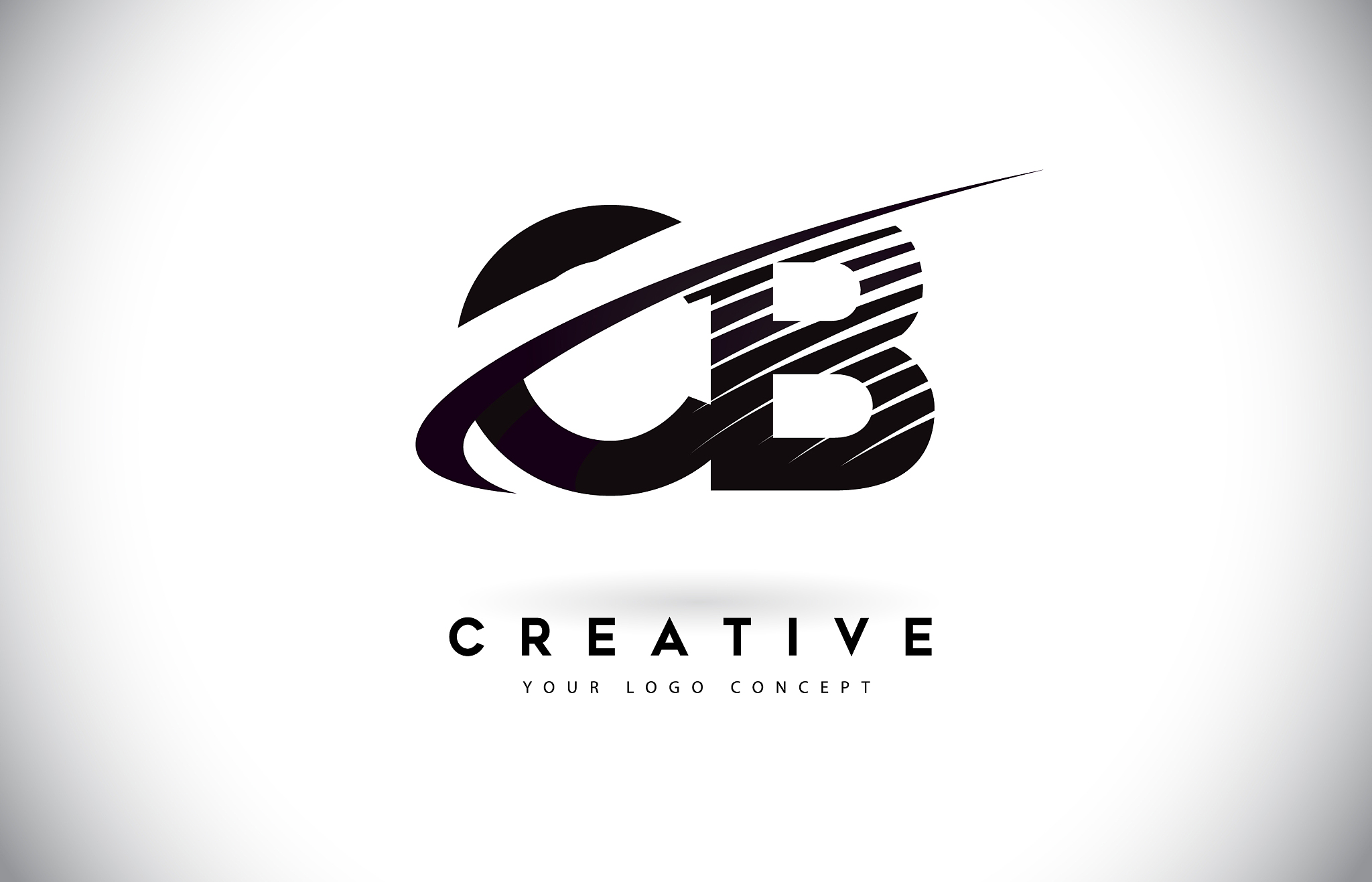 cb c b letter logo design with swoosh and black