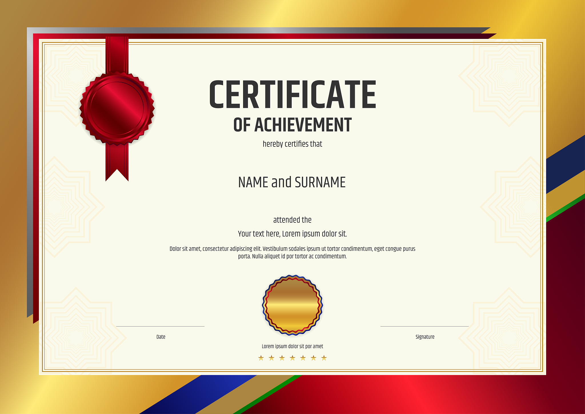 luxury certificate template with elegant border frame, diploma d