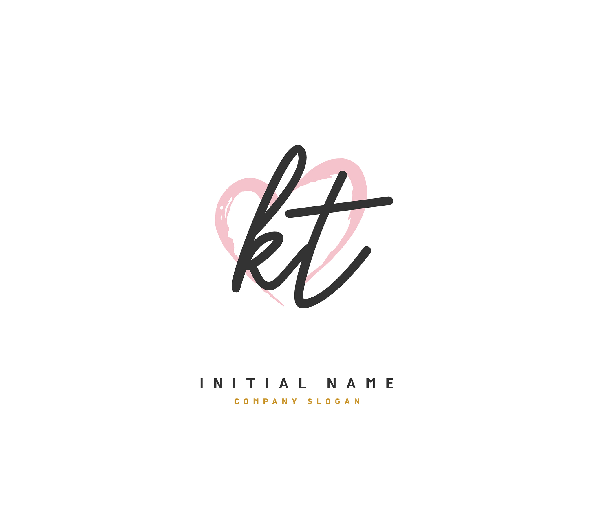 k t kt beauty initial logo handwriting logo of