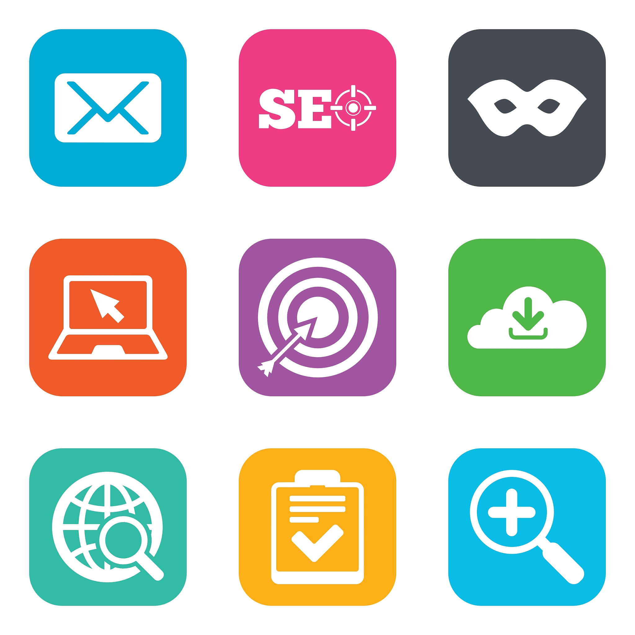 internet seo icons checklist target signs